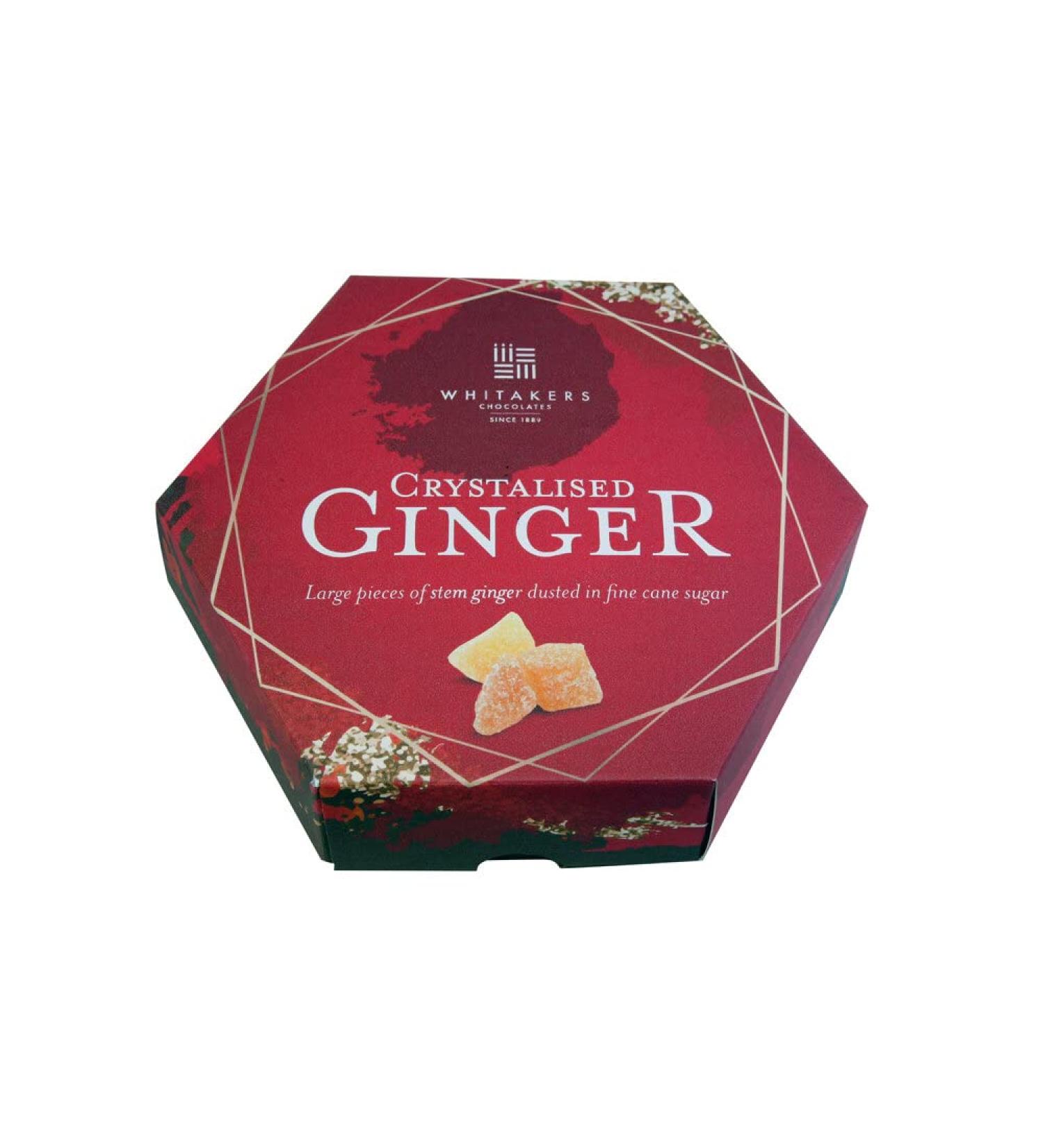 Whitakers crystalised ginger in hexagon box - 200g