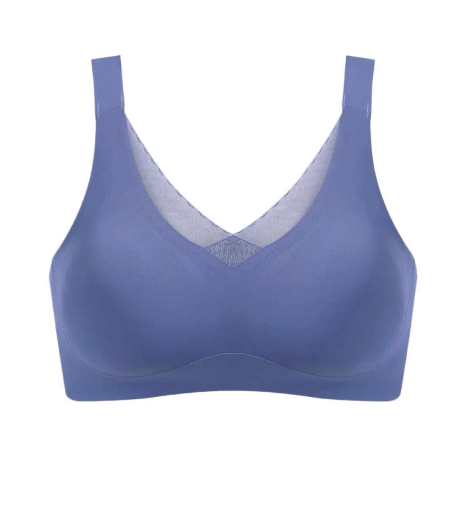Mastectomy Bra for Women - Seamless Wireless & Comfortable Post-Surgery Bralette in Blue - Buy Online on GoSupps.com