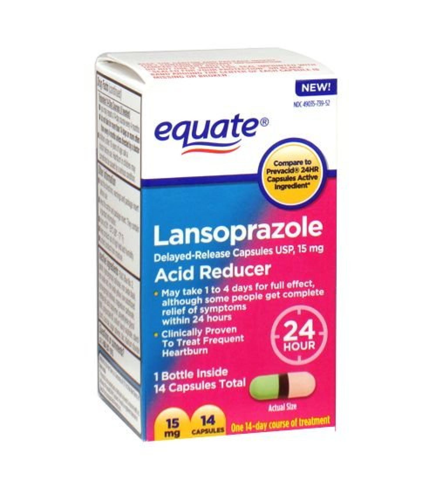 Equate Lansoprazole Acid Reducer Capsules 14 Count