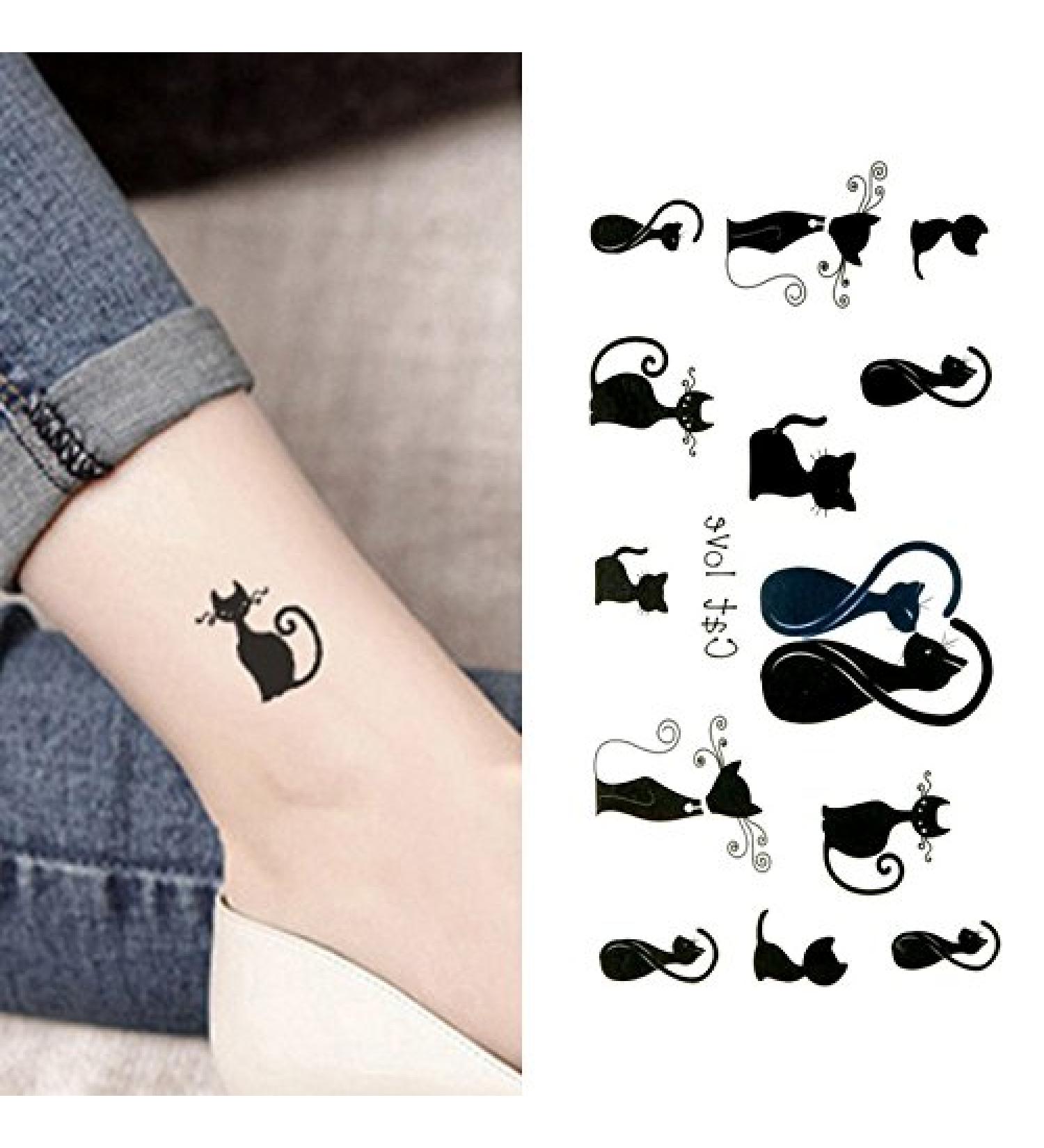 Oottati Small Cute Cats Love Totem Temporary Tattoo (2 Sheets) | Fun and Whimsical Designs for Animal Lovers - Buy Online on GoSupps.com