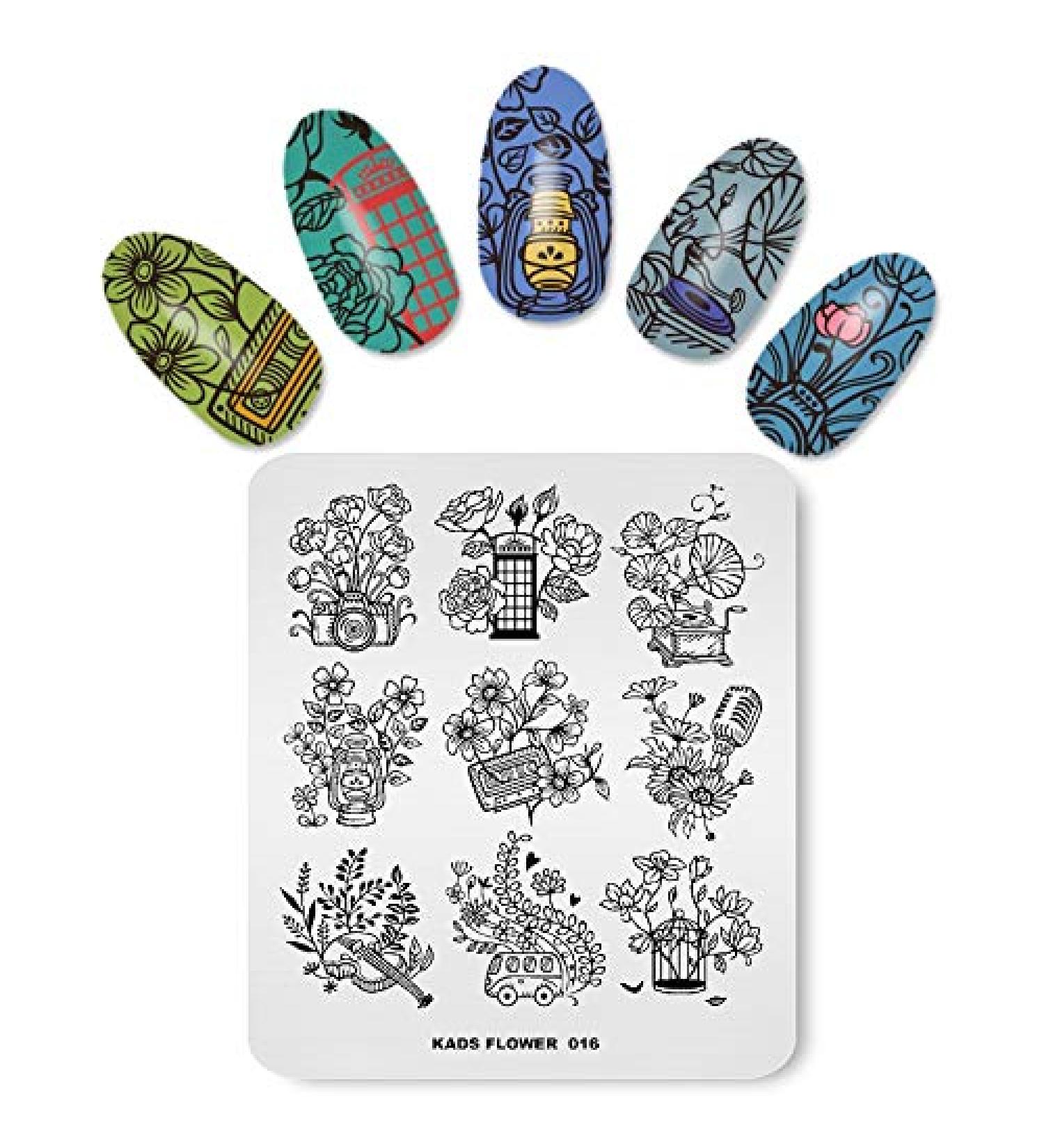 Alexnailart Nail Stamping Plate FL016 - Multi-Pattern Stamping Template for Image Print Nail Art Design - Nail Stamper & Scraper Nails Tool - Buy Online on GoSupps.com