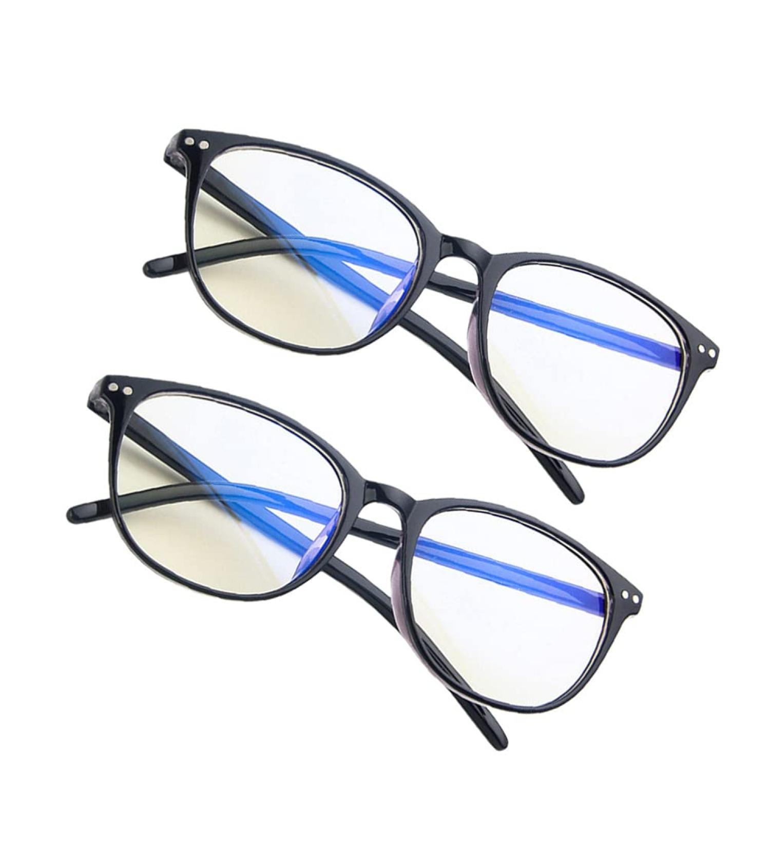 Faruta Blue Light Blocking Glasses - Black Frame Anti-Glare Computer & Gaming - 2 Pairs for Reduced Eye Strain & Enhanced Comfort - Buy Online on GoSupps.com