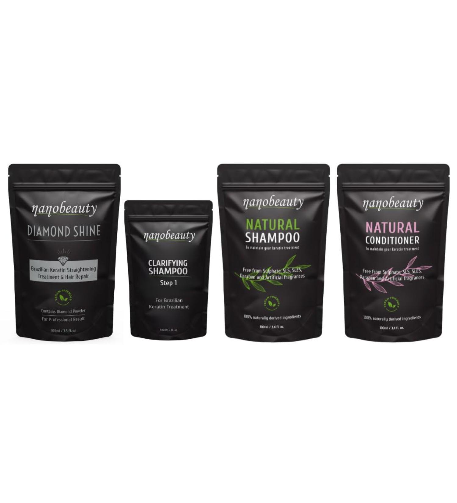 Nanobeauty Kit complet de traitement de lissage des cheveux la k ratine br silienne avec shampooing et apr s-shampooing SLS. Infus de diamant v g talien brushing lissage/r paration huile d'arga - Buy Online on GoSupps.com