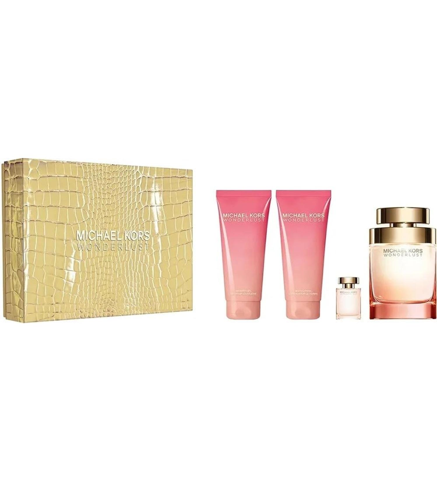Michael Kors Wonderlust for Women - 4 Pc Gift Set 3.4oz EDP Spray 0.17oz EDP Spray 3.4oz Body Lotion 3.4oz Shower Gel 10.37 Fl Oz (Pack of 1)