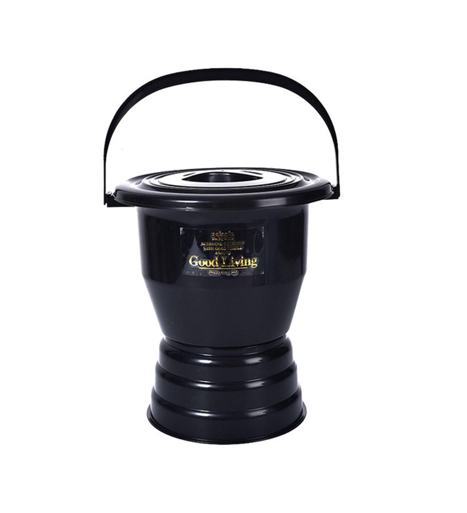 NEDLON Chamber Pot with Handle Generic Bedpan Portable Toilet Urinal Spittoon Potty Pee Bucket for Pregnant Woman Elderly Adults (Color : Black Size : 27.5cm) 27.5cm Black - Buy Online on GoSupps.com