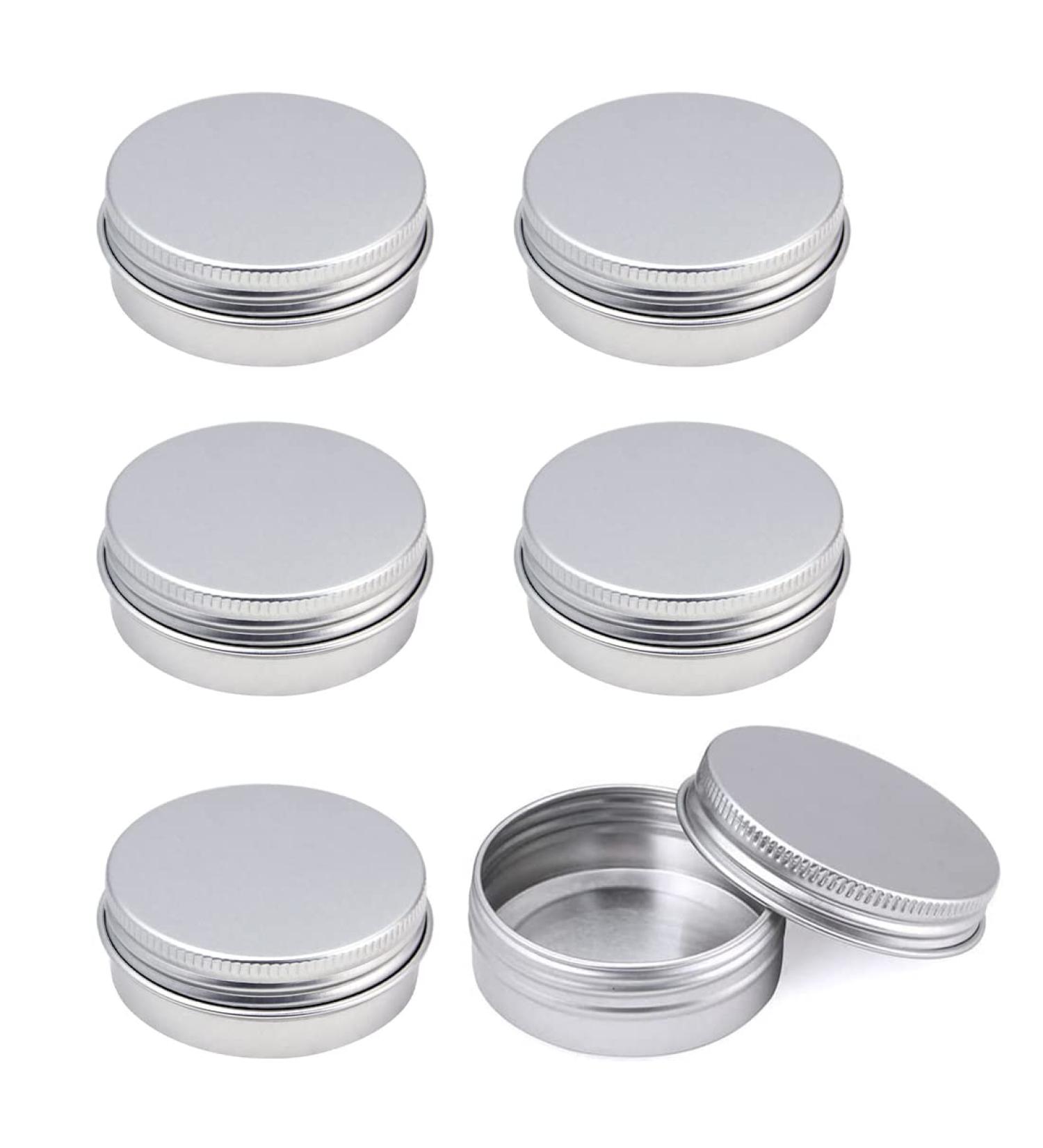 6 Pieces Aluminium Jars Metal Empty Jar Cosmetic Containers with Screw Covers and Labels and Mini Spatula for Sample Cream Cosmetics Lip Balm 20 ml - Buy Online on GoSupps.com