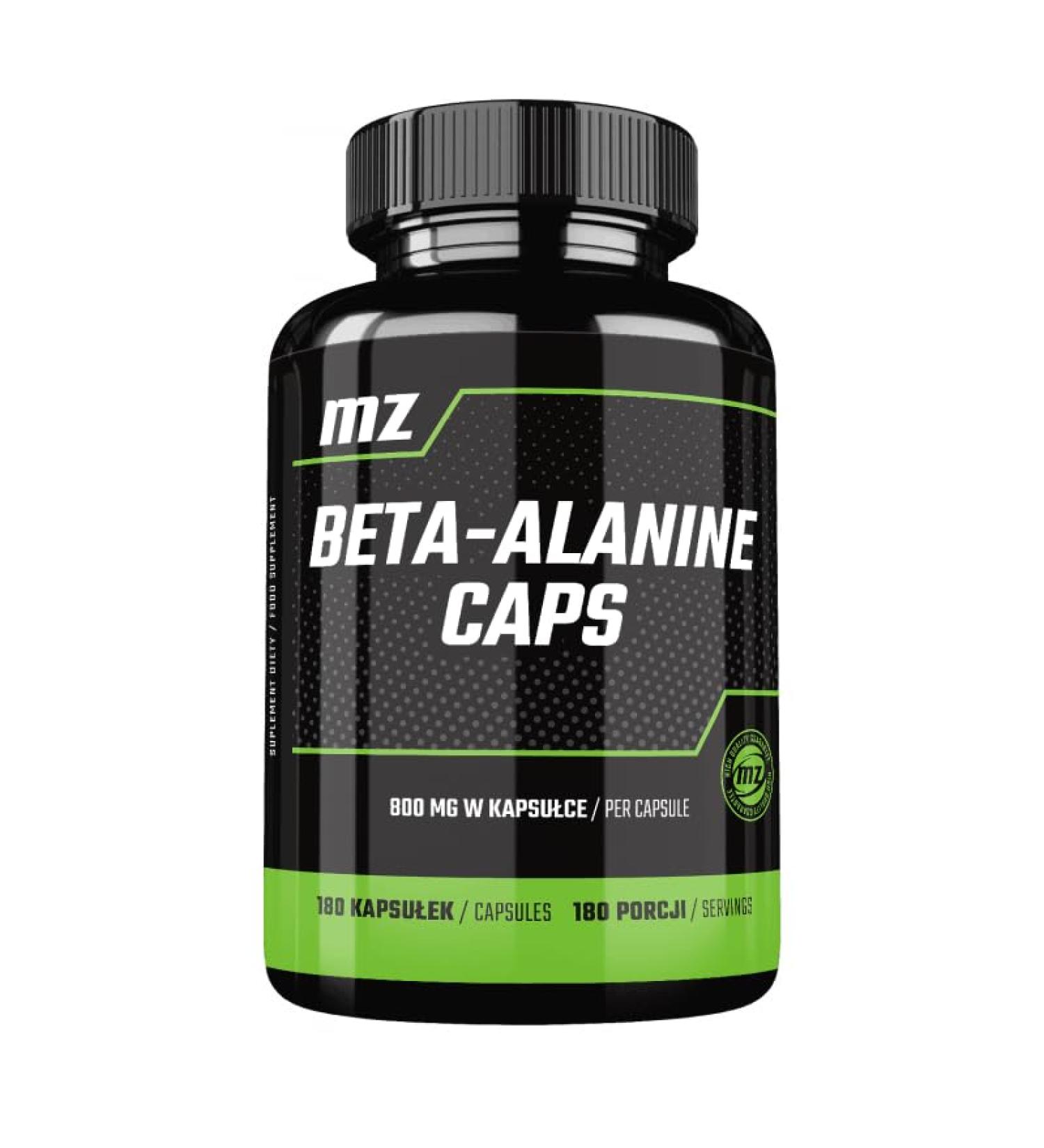 Beta Alanine 800 mg per capsule - 180 vegan capsules - 6 months supply - Amino acid supplement from MZ