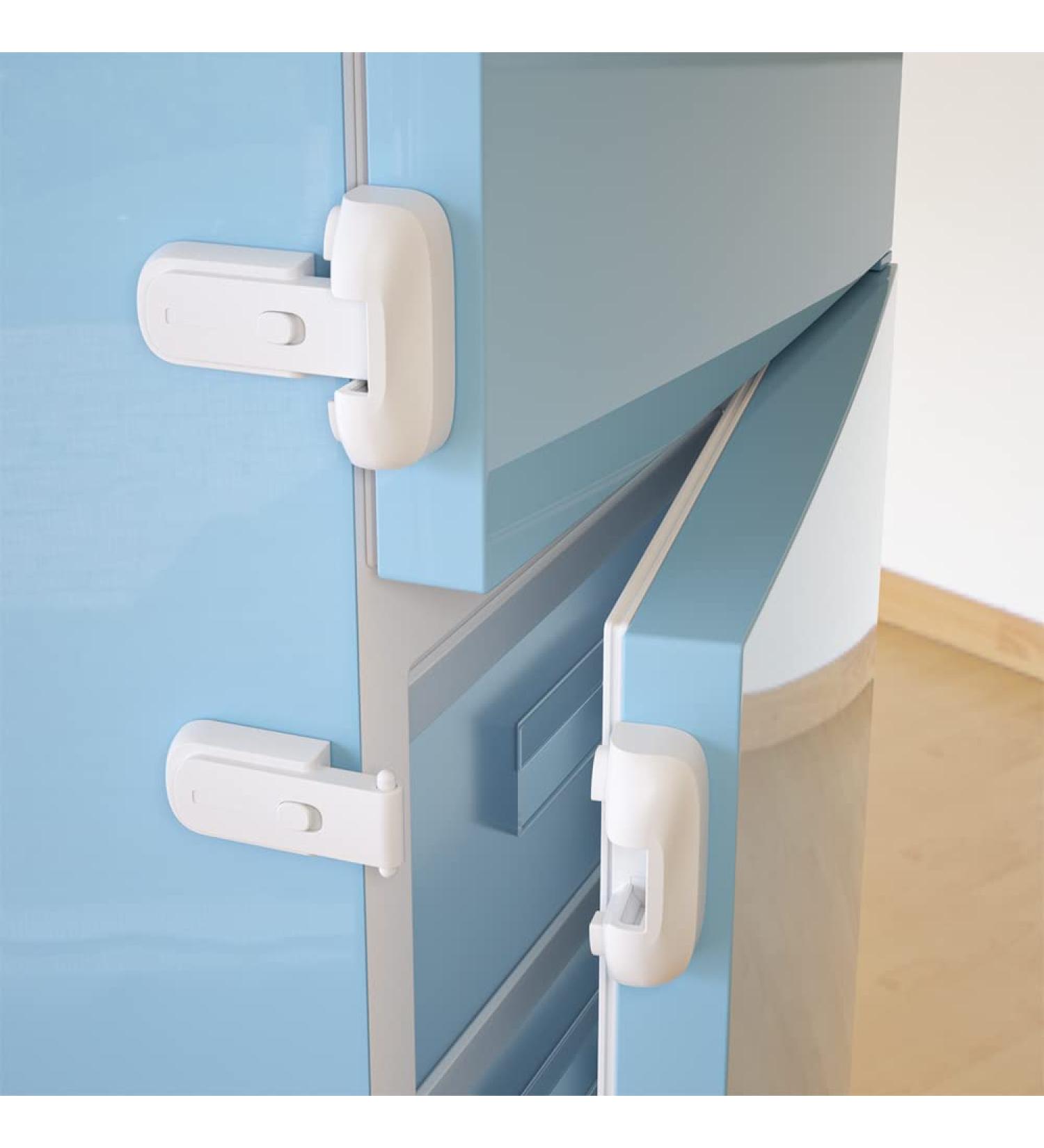 SAFELON 2 Pcs Baby Safety Fridge Lock Child Proof Refrigerator Freezer Door Lock Toddler Kid Safety Latch Catch Lock White