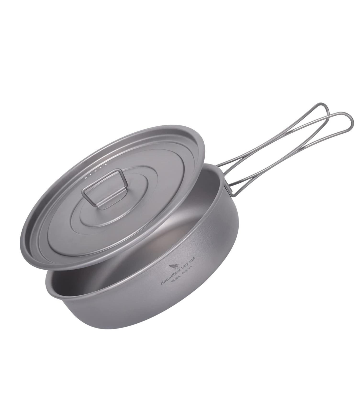 Boundless Voyage Titanium Frying Pan + Lid | Ultra-Light Camping Cookware | A-Ti2065C (1000ml) | Picnic Skillet Griddle Tableware - Buy Online on GoSupps.com