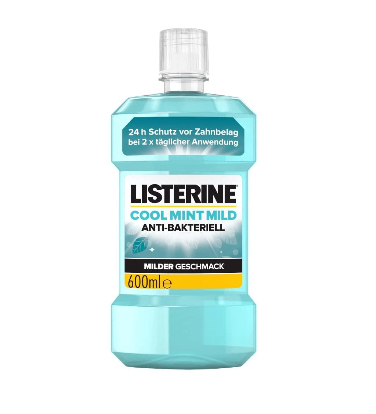 Listerine Cool Mint Mild Taste Mouthwash 600ml - Alcohol-Free Antibacterial with Essential Oils for Lasting Freshness | Shop Now! - Buy Online on GoSupps.com