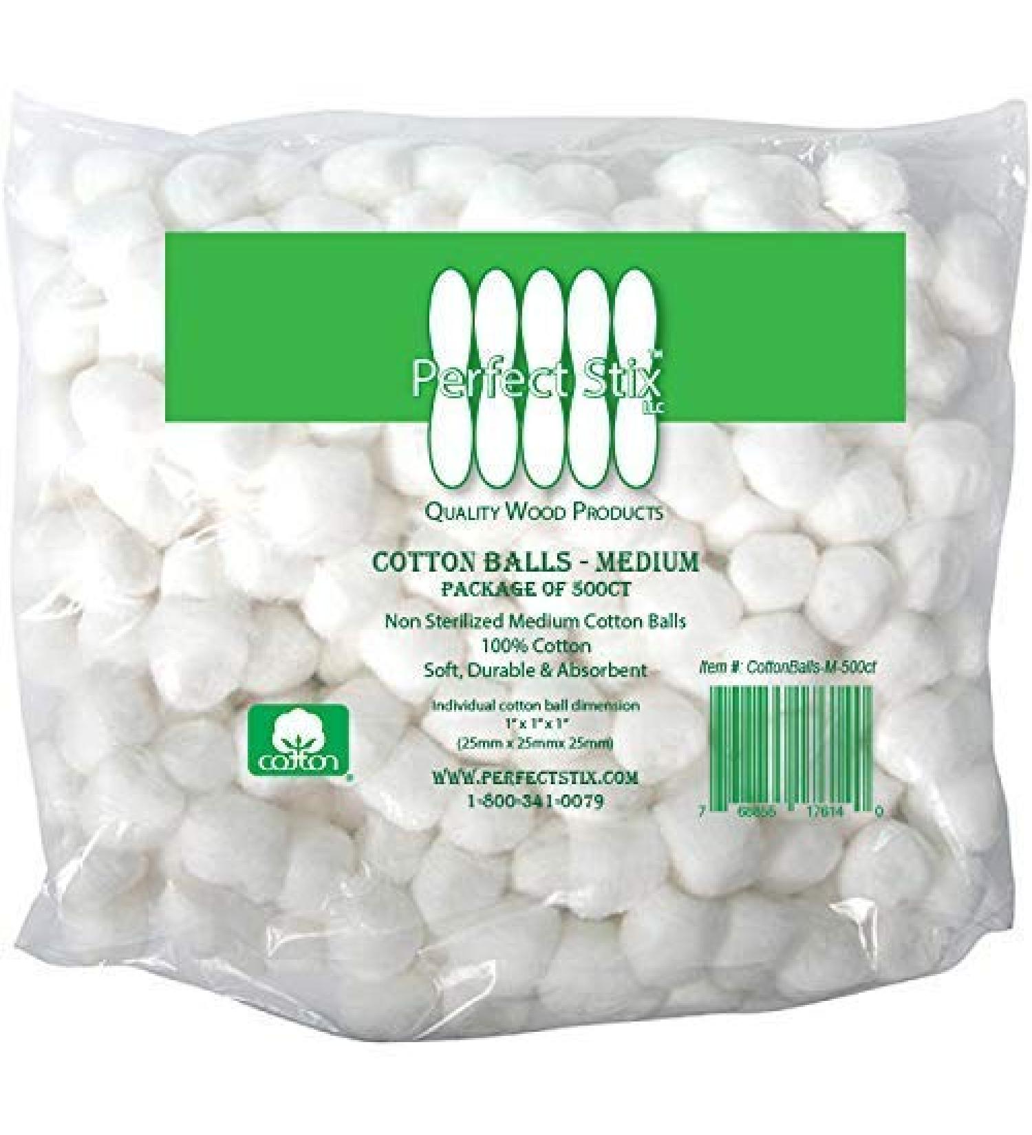 Perfect Stix M Cotton Balls - 1000ct (2 Packs of 500) | Medium Cotton Balls - Bonus Gift Included - Buy Online on GoSupps.com
