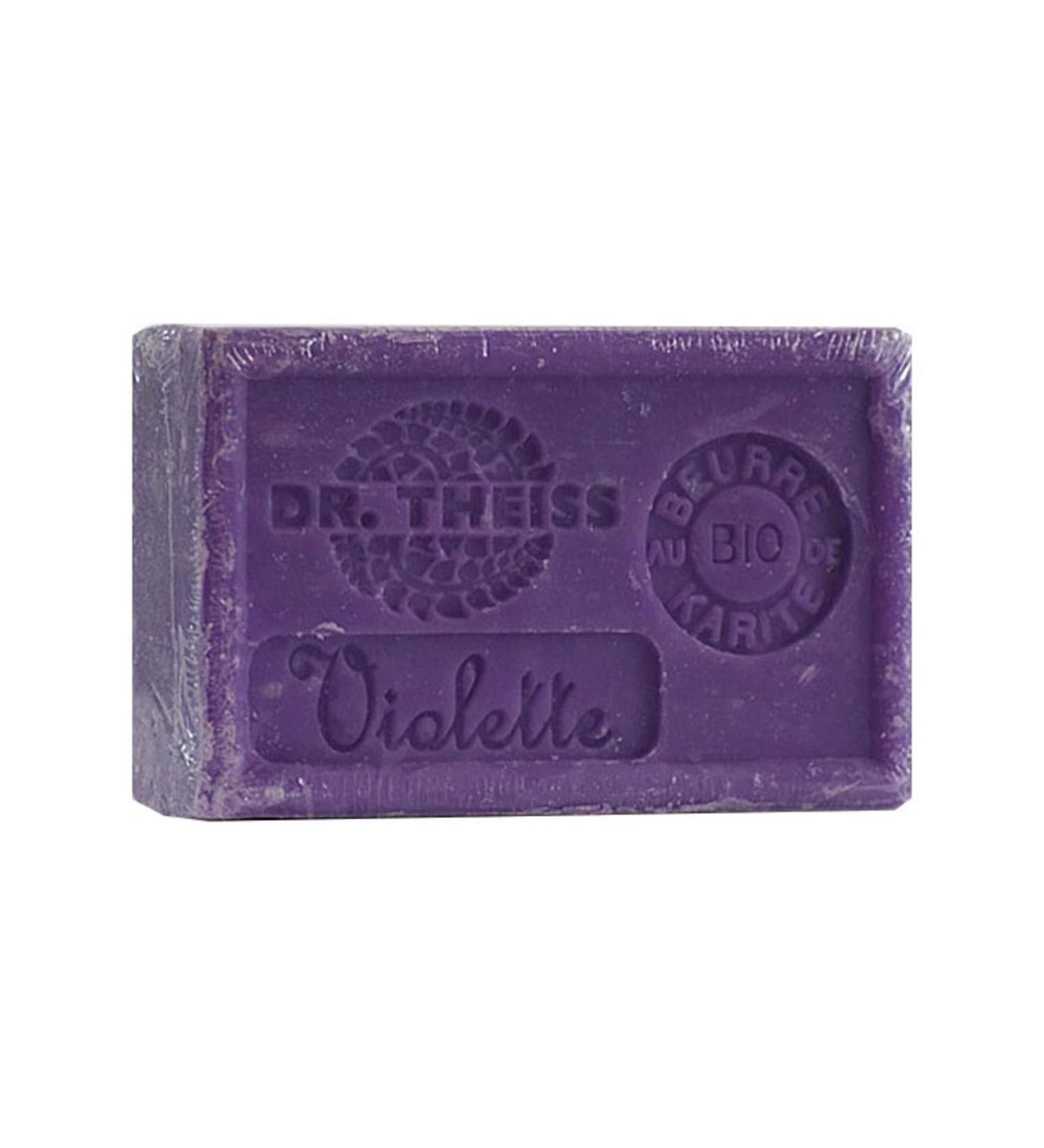 Dr Theiss - Violet Marseille Soap - Bar of Soap with Organic Shea Butter and Organic Olive Oil - Authentic Marseille Soap - 125gr