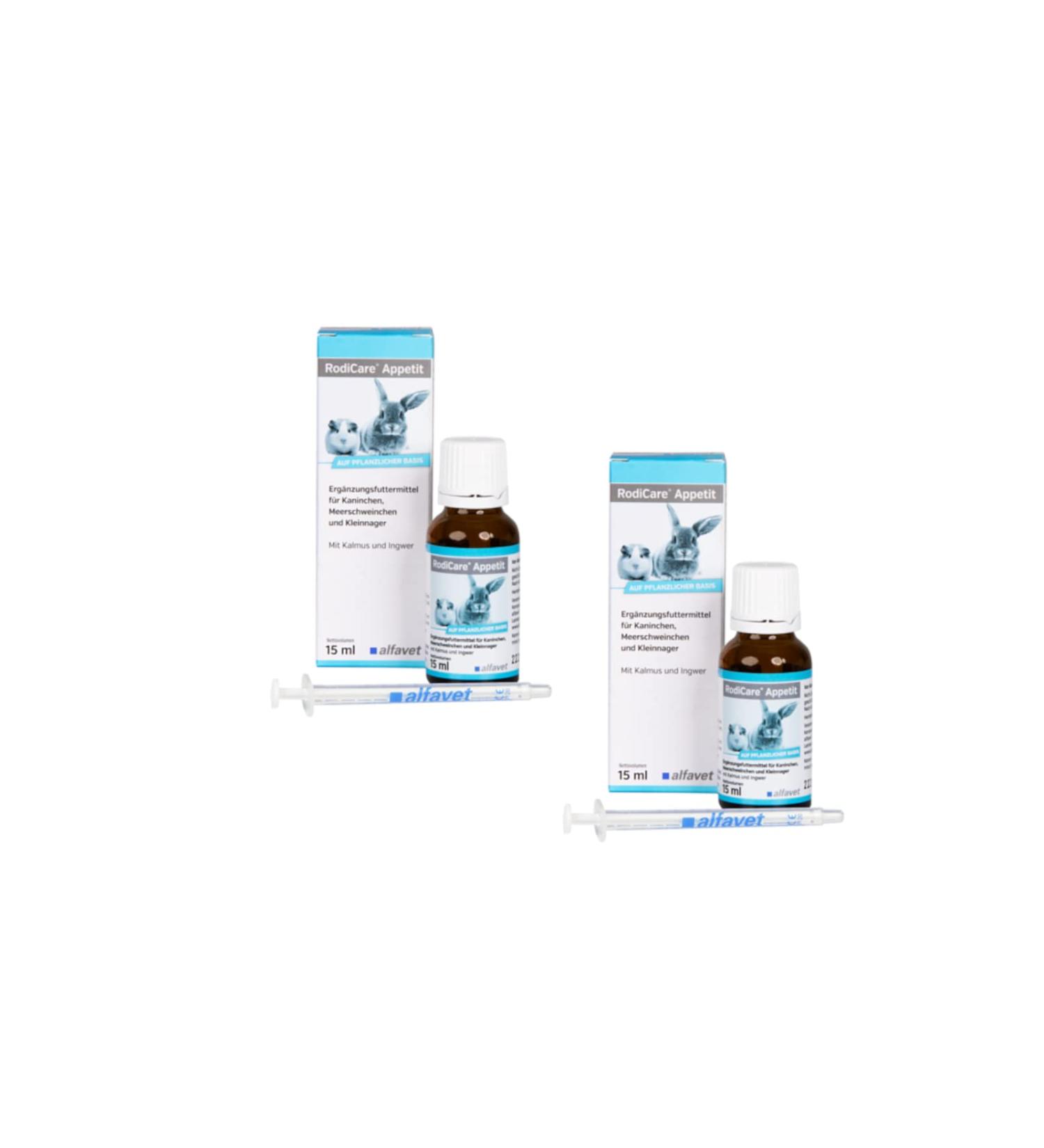 Alfavet Rodicare Appetite Double Pack - Supplement for Rabbits Guinea Pigs & Small Rodents | 2x15ml with Dosing Syringe - Buy Online on GoSupps.com