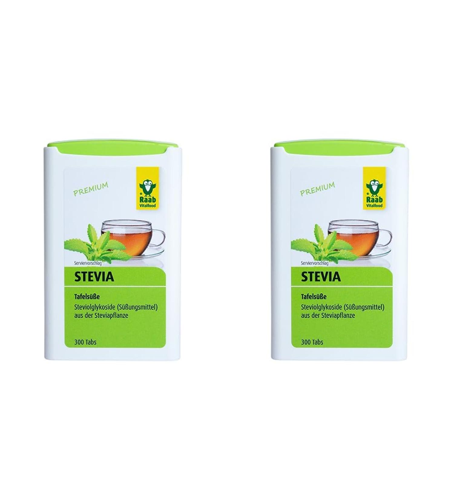 Raab Stevia Tabs - Pack of 2 (300 Tablets 18g Each) - Sugar-Free Sweetener for a Healthy Lifestyle - Buy Online on GoSupps.com