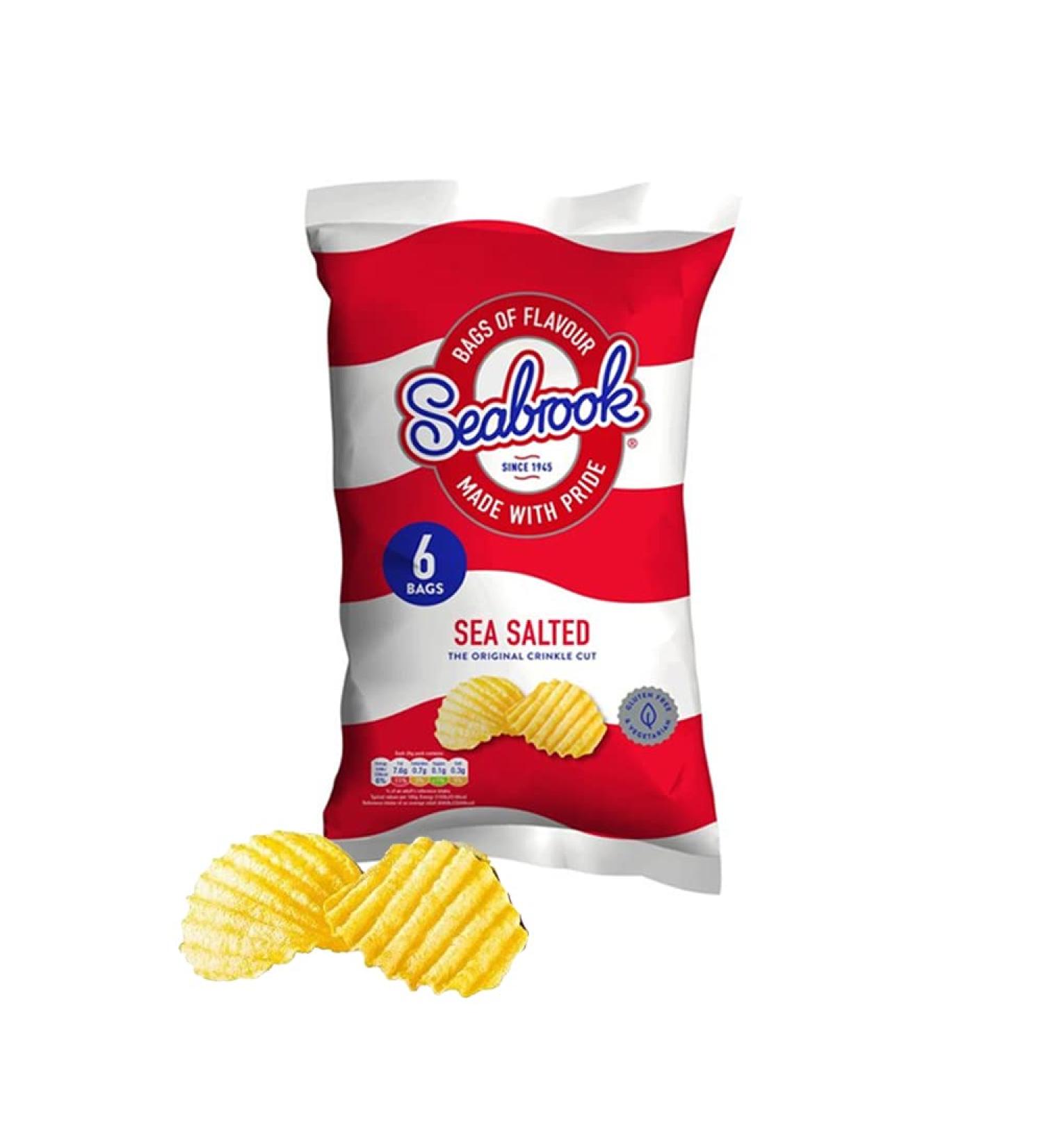 Chips Crisps Bags Collections - Deliciously light & Crispy Chips Bags (Seabrook Sea Salt (6 x 25g) 2 Packs)