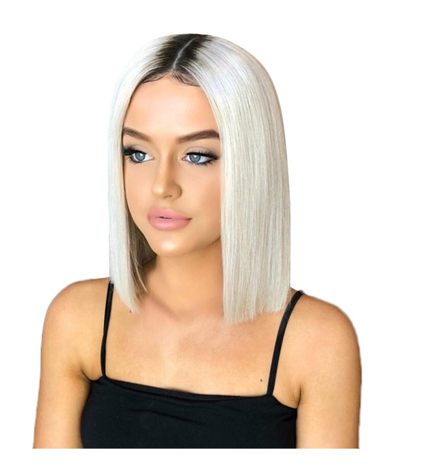 Shop Women's Short Bob Wig - Blonde & Black Straight Cosplay Anime Hair - 80s Party Style - Buy Online on GoSupps.com