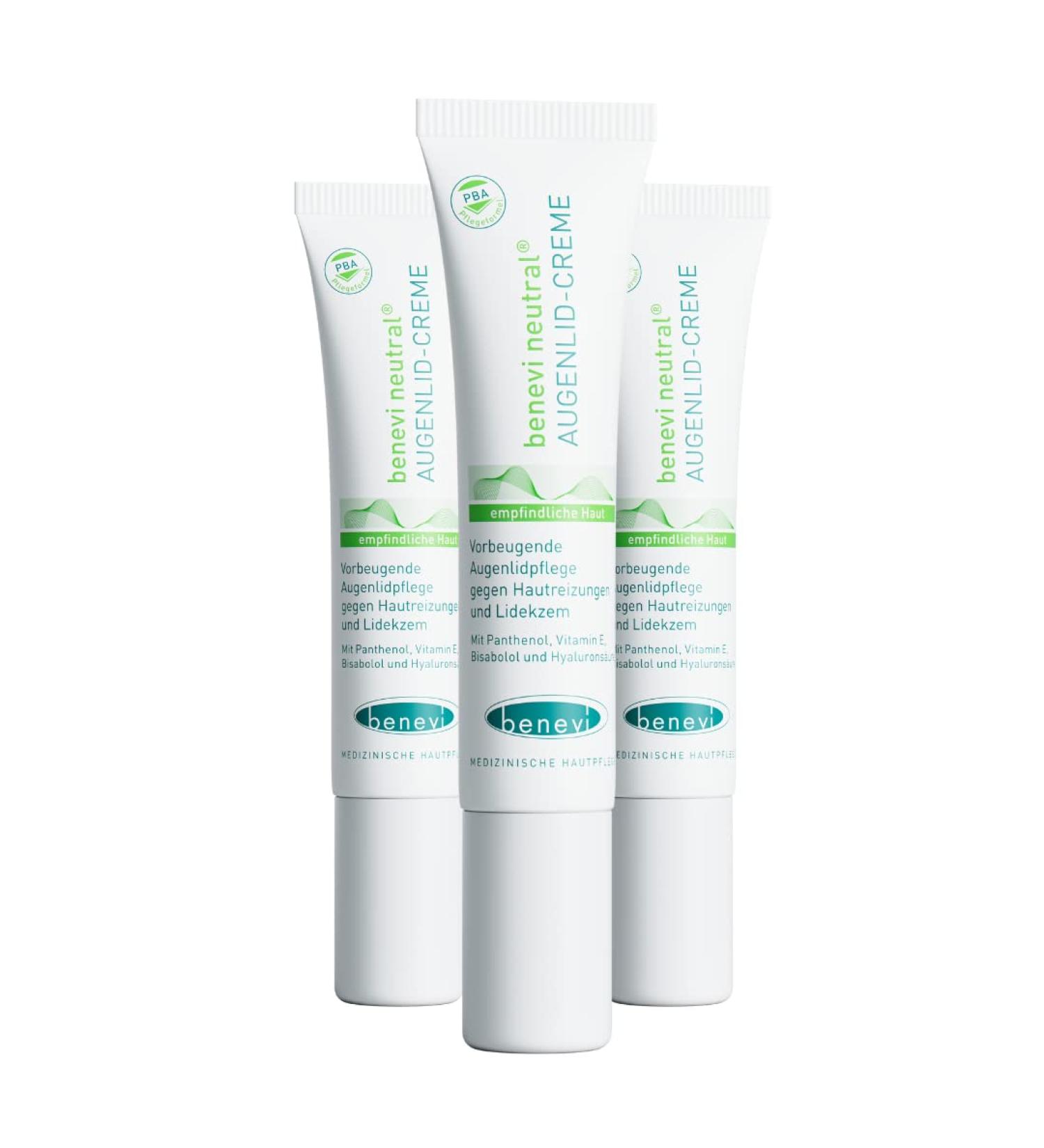Benevi Eyelid Cream 3x15ml Soothing Care for Dry Sensitive Eyelids | Eczema Neurodermatitis Rosacea Relief - Buy Online on GoSupps.com