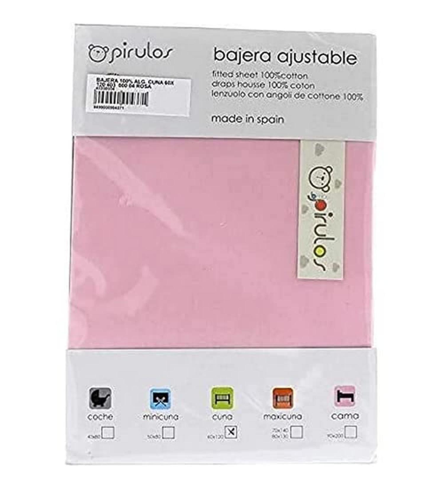 pirulos 40300004   Cotton   60 x 120 cm Fitted Sheet Pink Pink 60x120