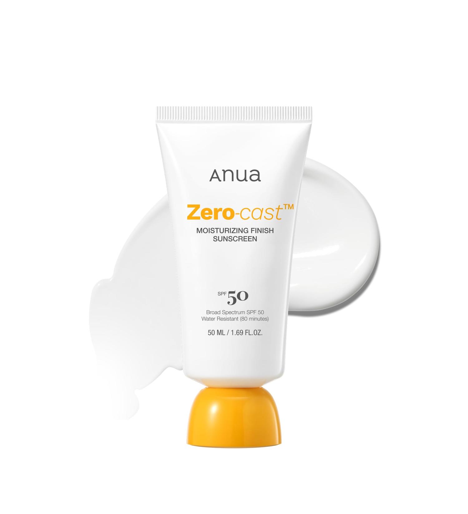 Anua Zero-Cast Moisturizing Finish Sunscreen SPF 50 Glow Natural Sunscreen No White Cast Hyaluronic Acid Niacinamide Sun Block For face Oil-Free Oxybenzone Free Travel Essential (50ml/1.69fl.oz) Original - Buy Online on GoSupps.com