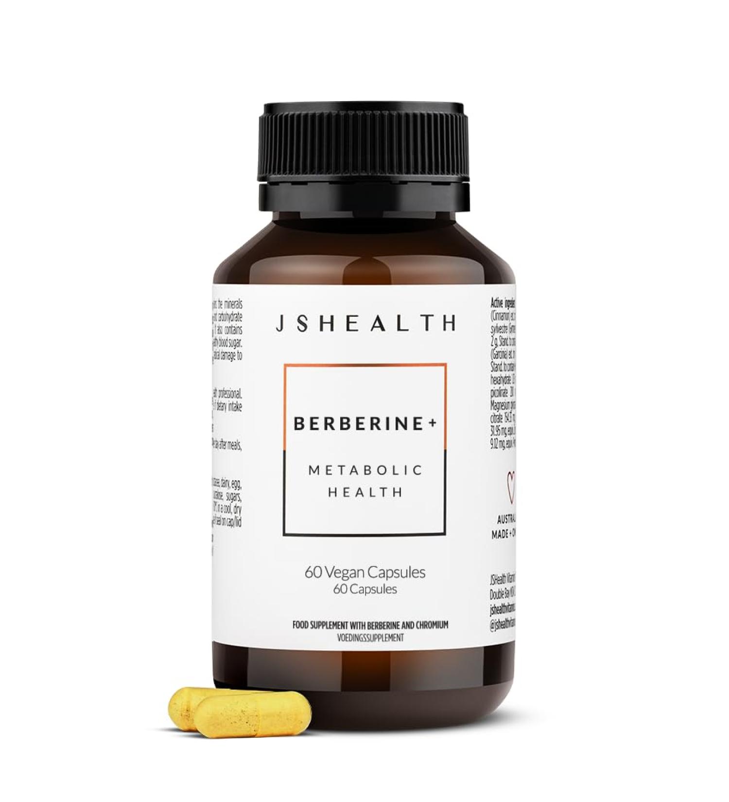JSHealth Vitamins Berberine+ Formula Berberine Supplement for Metabolic Health Vegan Gluten-Free & Non-GMO. (60 Tablets) - Buy Online on GoSupps.com