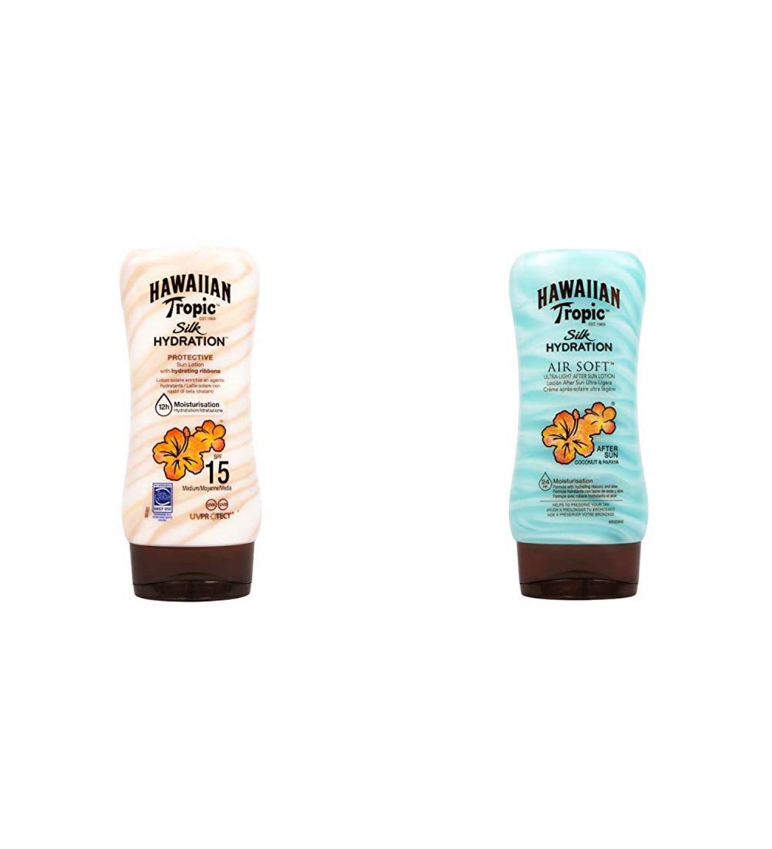 Hawaiian Tropic Silk Hydration Sunscreen SPF 15 & After Sun - 180ml | Hydrating Sun Protection for Global Shipping - Buy Online on GoSupps.com