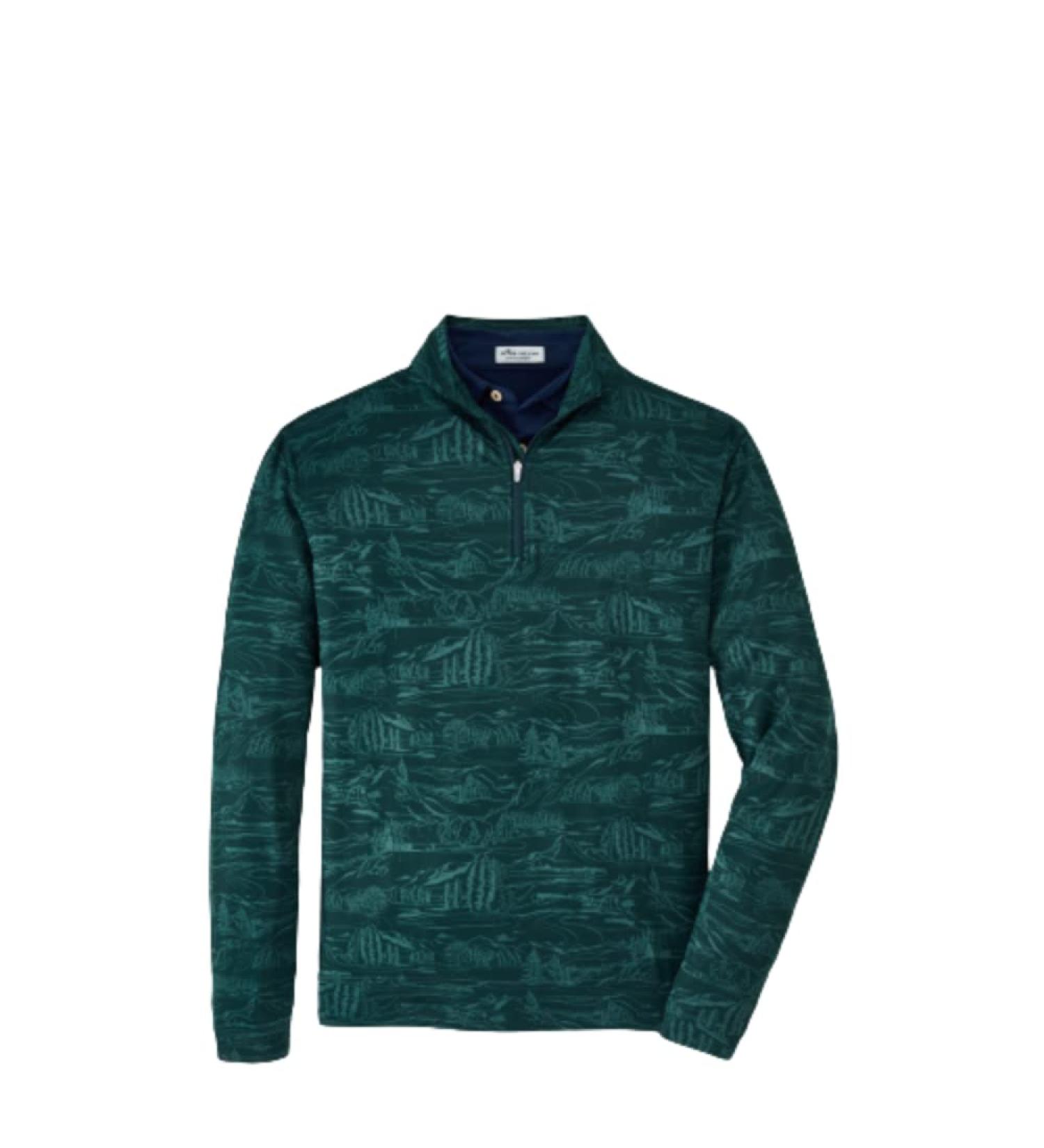 PETER MILLAR Men's Perth Fairway Print Performance Quarter Zip Golf Pullover - Balsam L | Shop Now - Buy Online on GoSupps.com