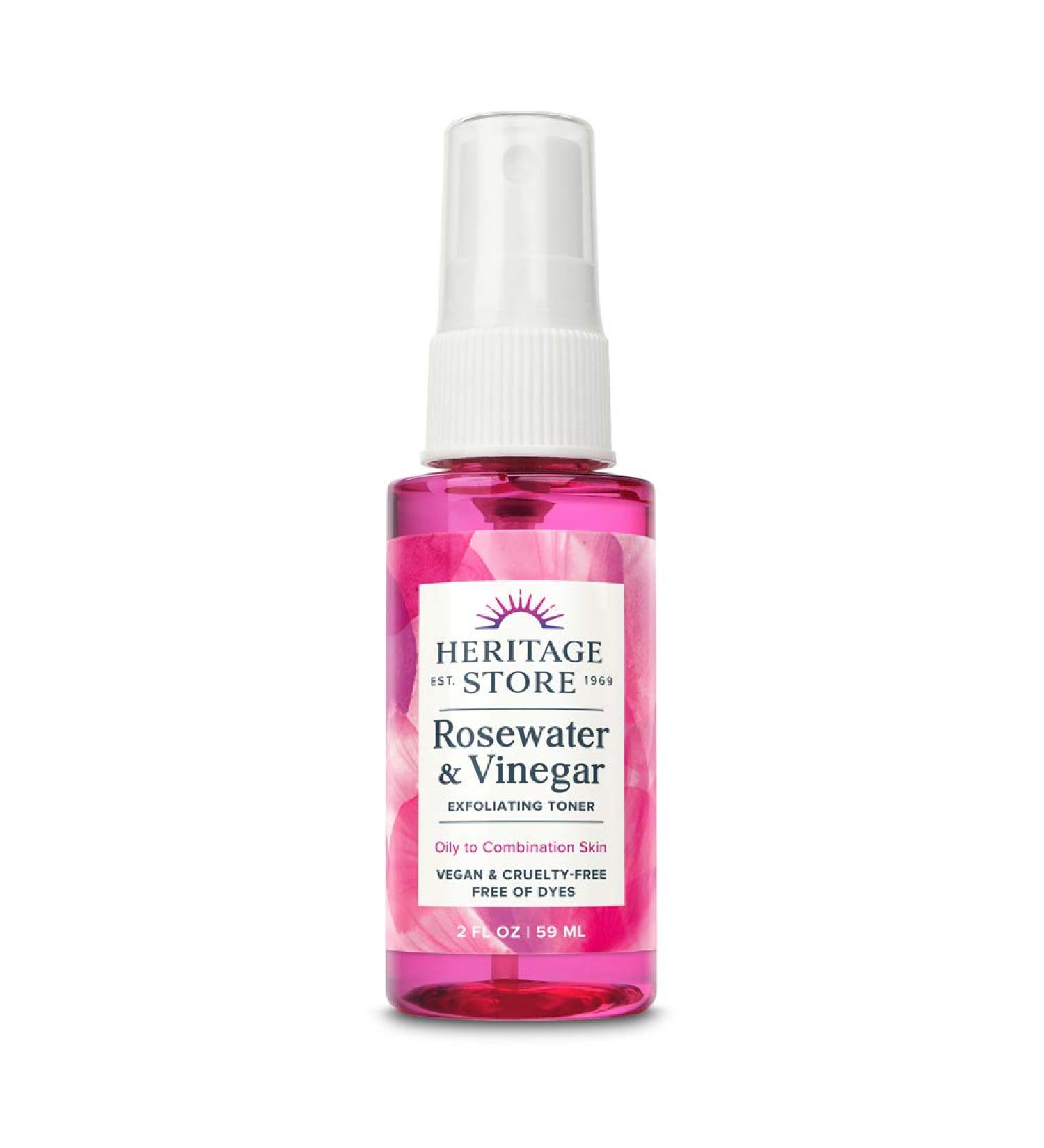 Heritage Store Rosewater Vinegar with Rose Petals - 2 fl oz | Natural Beauty & Wellness - Buy Online on GoSupps.com