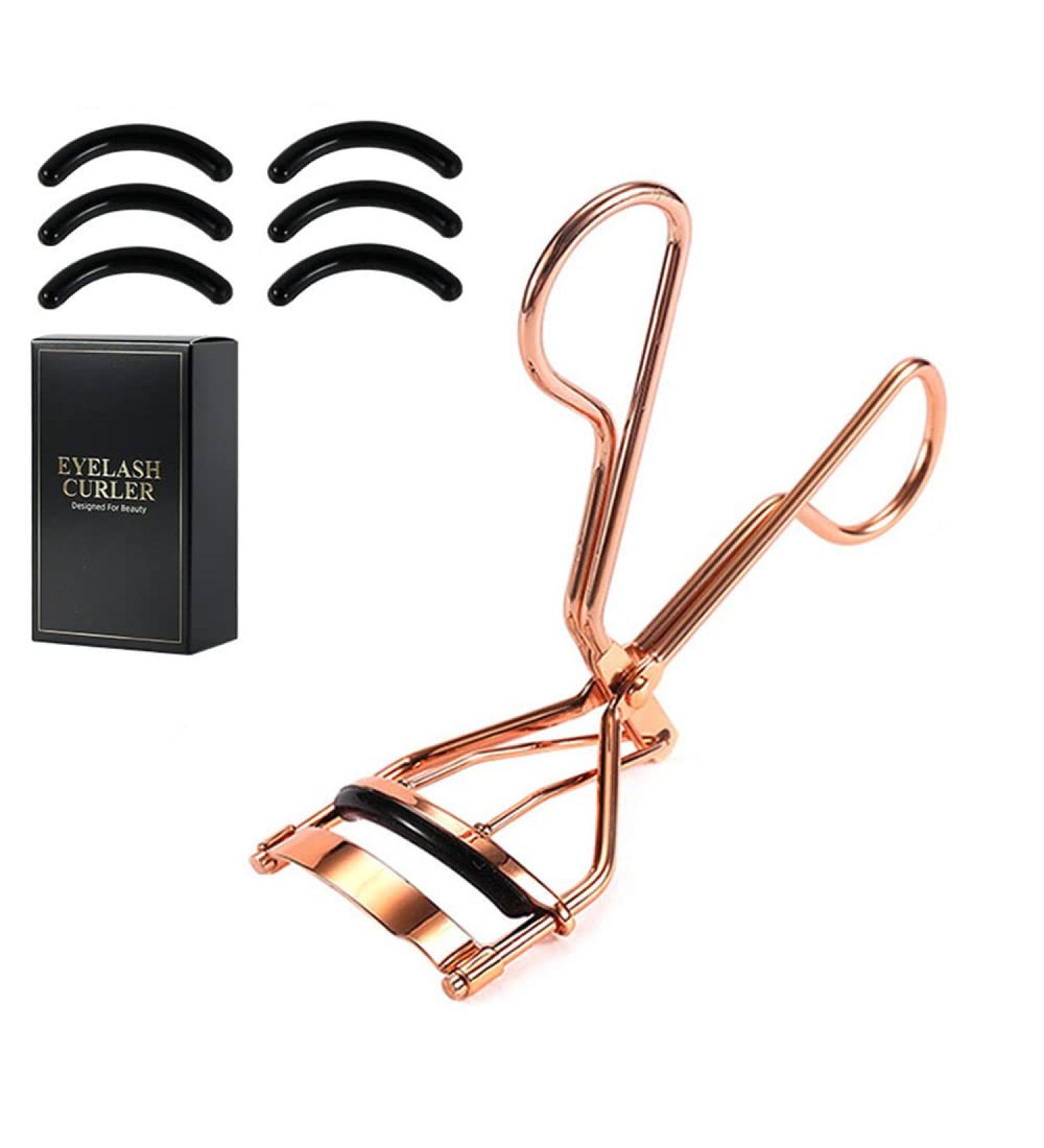 Professional Eyelash Curler Kit - Metal Curler with 6 Silicone Refill Pads | Perfect Curl in Seconds | Rose Gold Makeup Tool - Buy Online on GoSupps.com