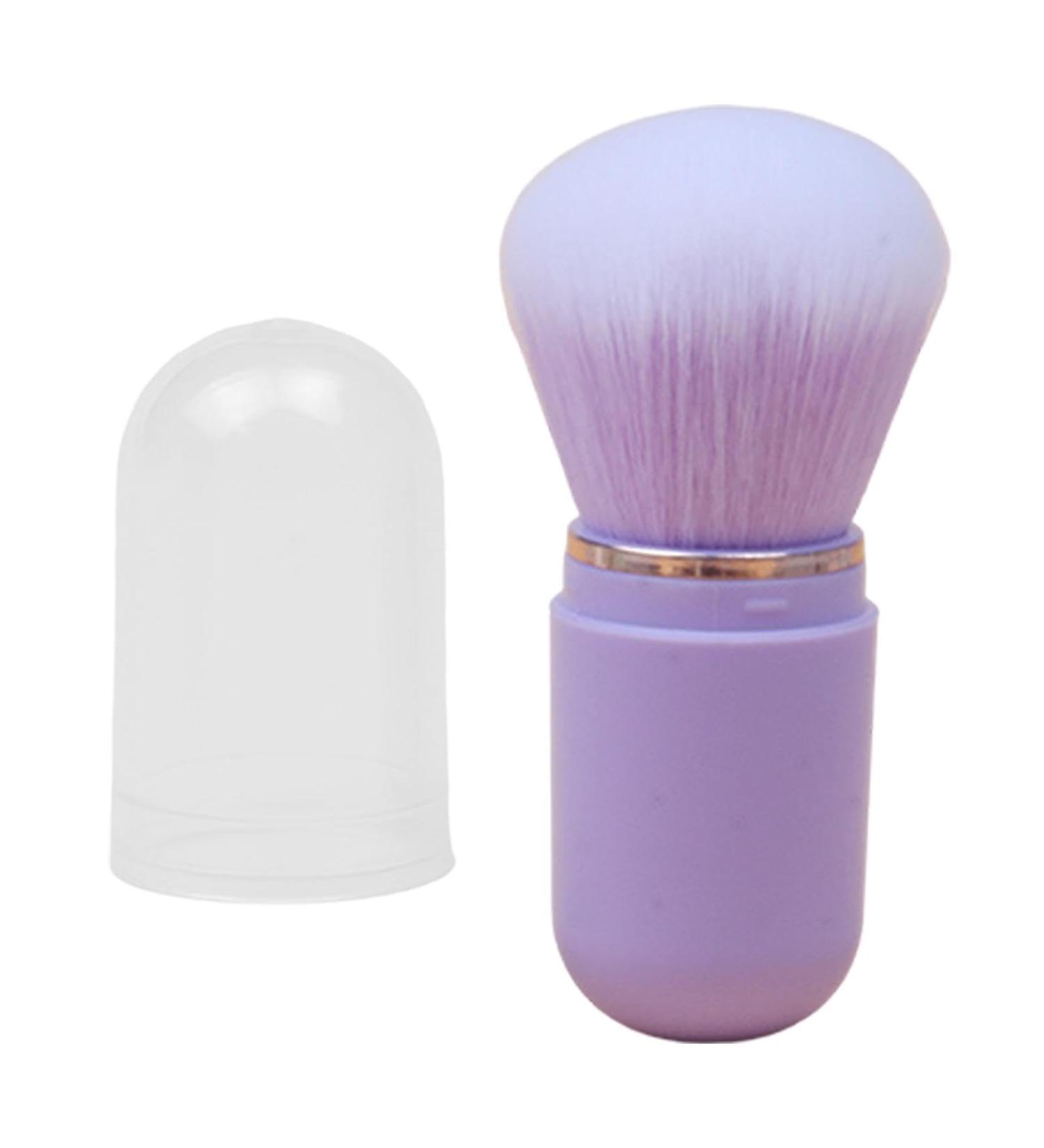 Retractable Foundation Brush Compact Powder Brush - Portable Face Brush with Lid for Foundation Blush Bronzer & Powder Travel Friendly purple - Buy Online on GoSupps.com