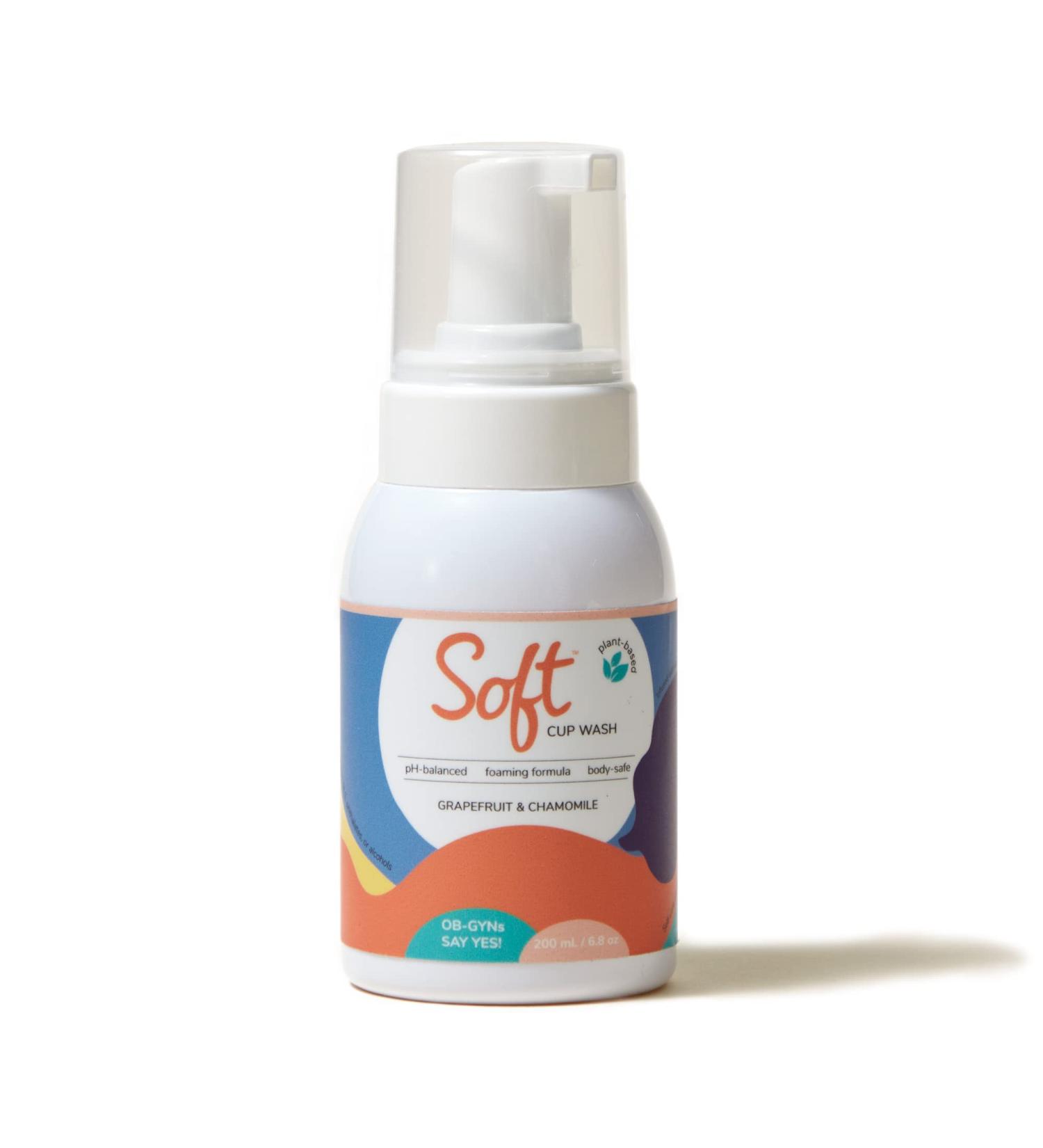 Soft Cup Wash | pH-Balanced Menstrual Cup Cleanser | 6.8 oz | Grapefruit & Chamomile Infused Feminine Wash - Buy Online on GoSupps.com