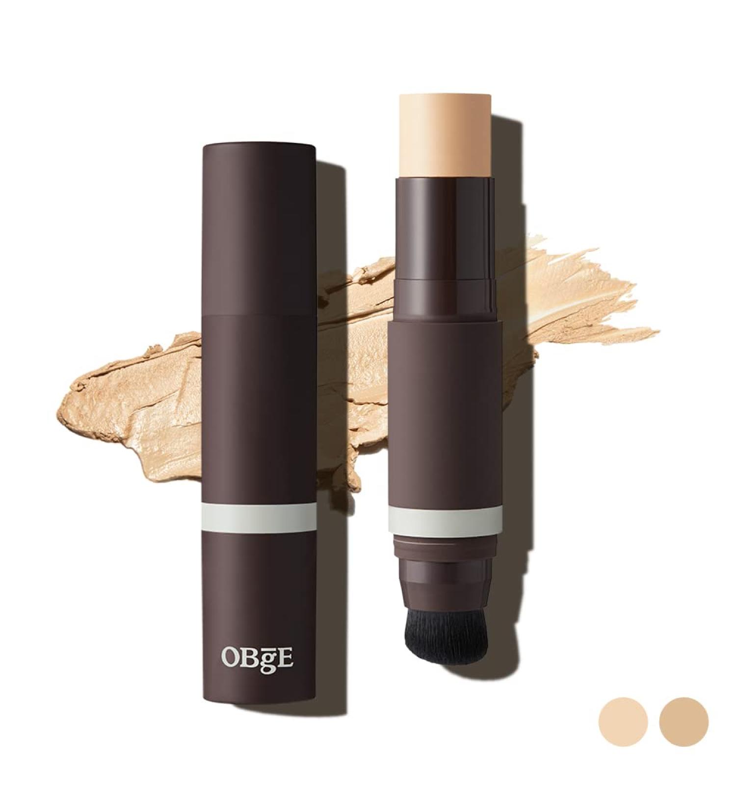 OBgE Natural Cover Foundation 2 Beige (13g/4.06 oz) - Stick Foundation with Brush for Flawless Skin Tone Correction and Blemish Coverage - Buy Online on GoSupps.com
