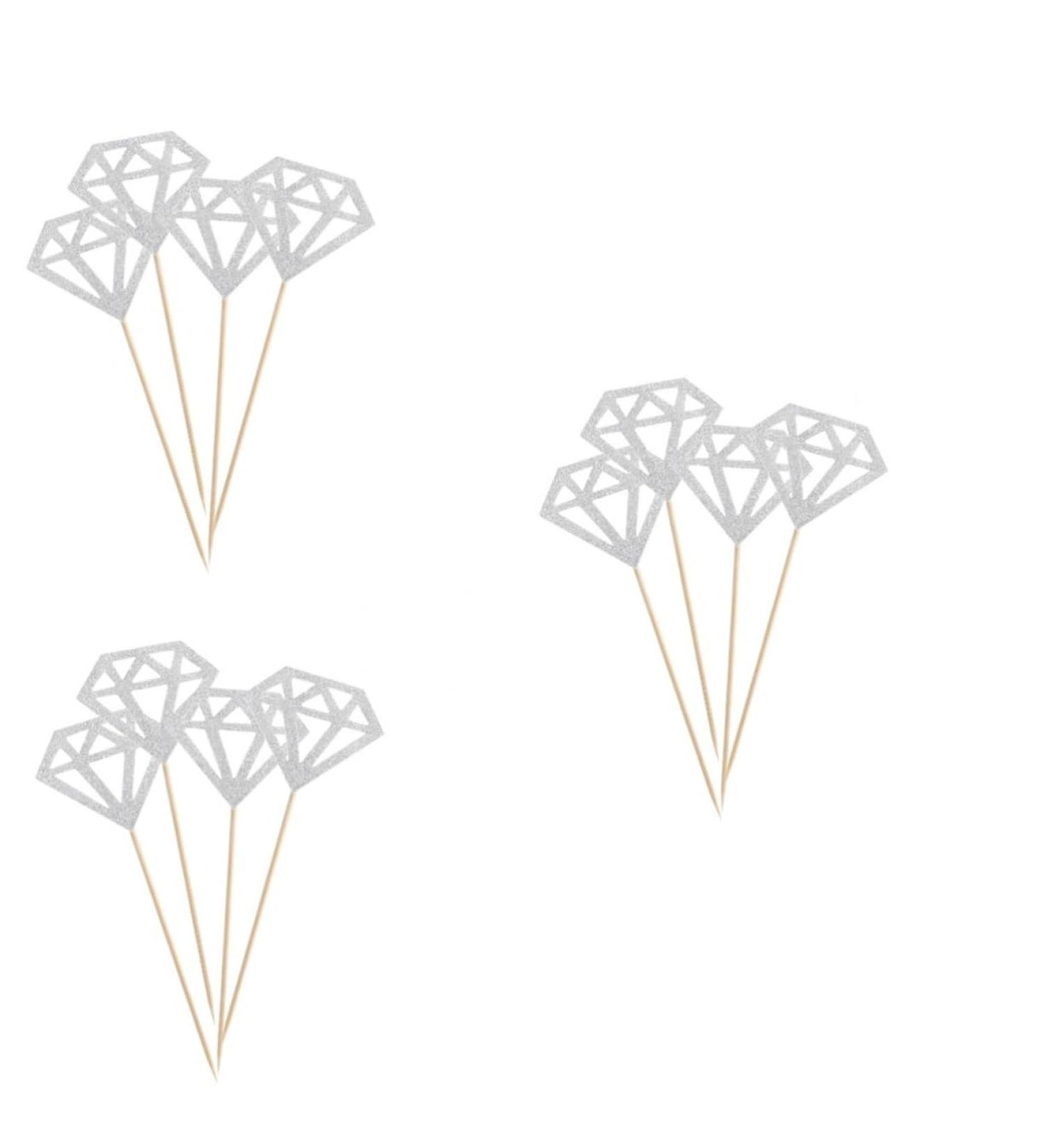 Vaguelly 150 Pcs Gold Diamond Topper Fruitcakes Wedding D cor Cake Diamonds Wedding Diamond Glitter Diamond Home Ornament Fruit Cake Glitter Wedding Cupcake Picks Commemorate Toothpick - Buy Online on GoSupps.com