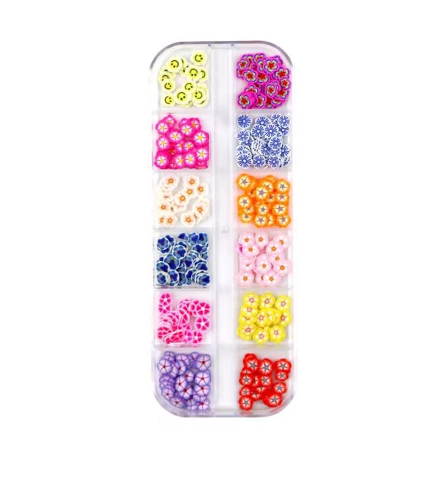 Flower Nail Art Charms Colorful Flowers Clay Nail Slices 3D Polymer Fimo Slices