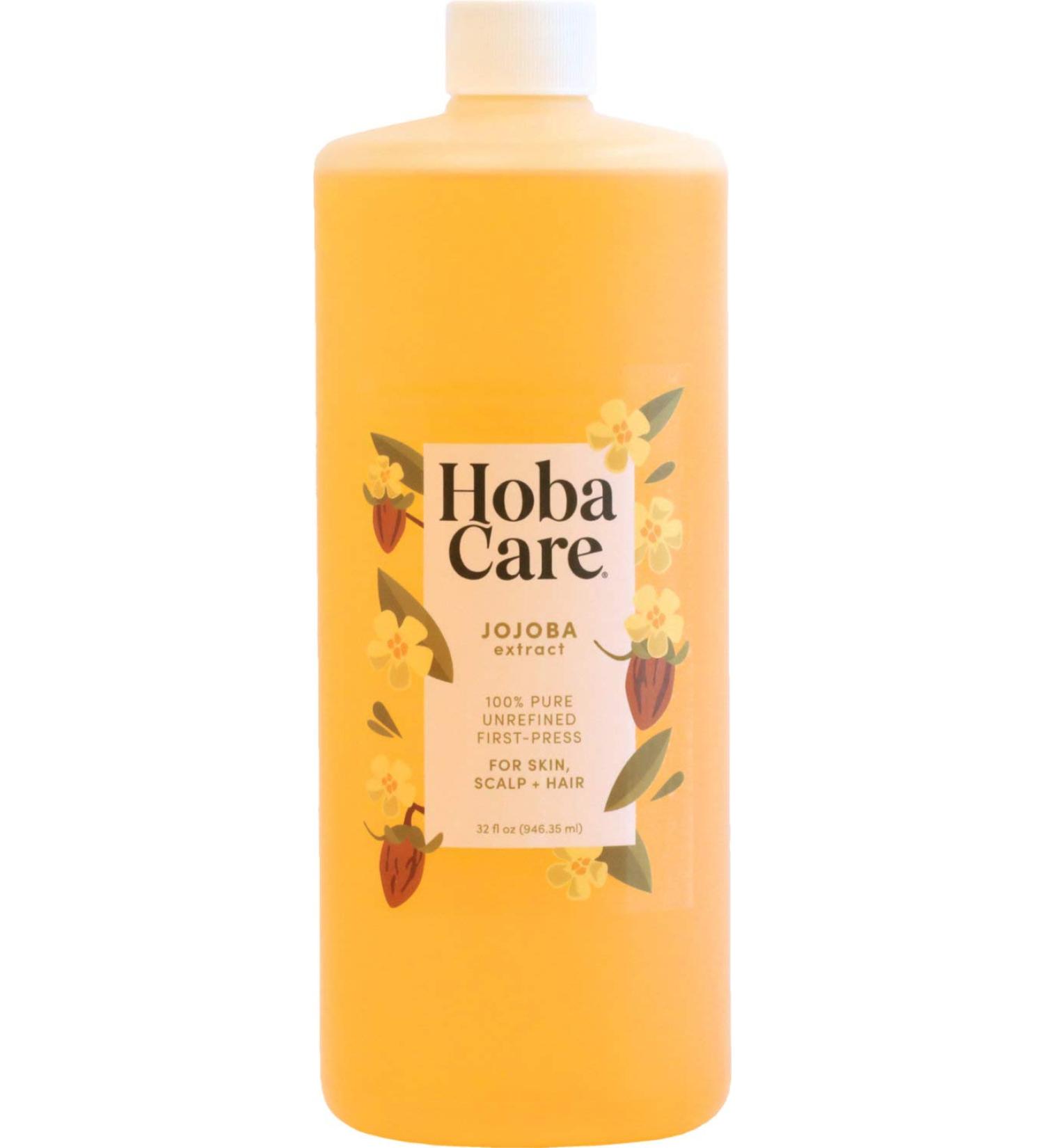HobaCare 100% Pure Jojoba Oil - Unrefined, Cold Pressed for Skin, Scalp & Nails - 32 fl oz - Natural Moisturizing Body Oil for Dry Skin, Hair & Beard - Men, Women, Kids - Buy Online on GoSupps.com
