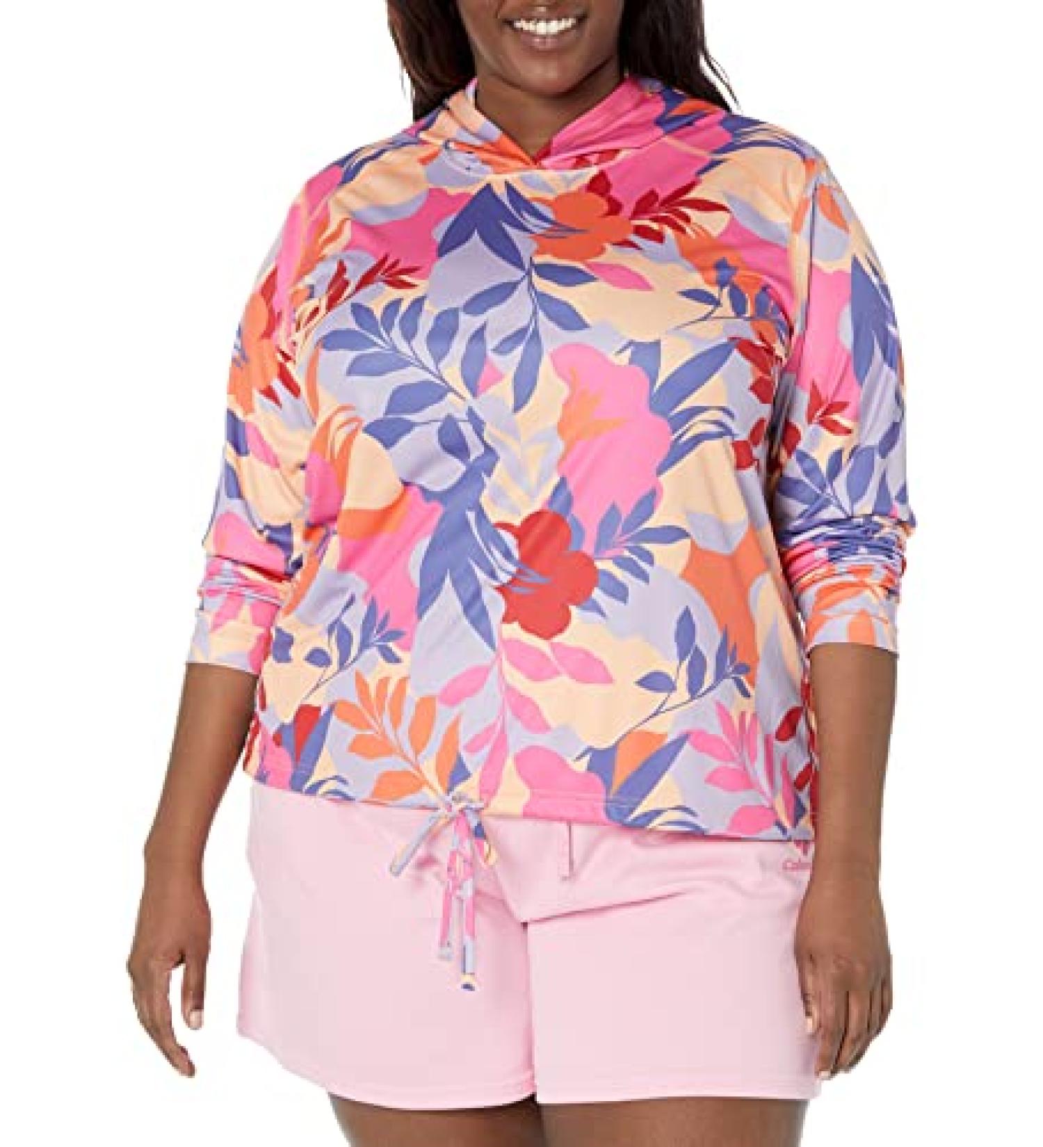 Columbia Women's Summerdry Long Sleeve Printed Hoodie Wild Geranium/Floriated Large