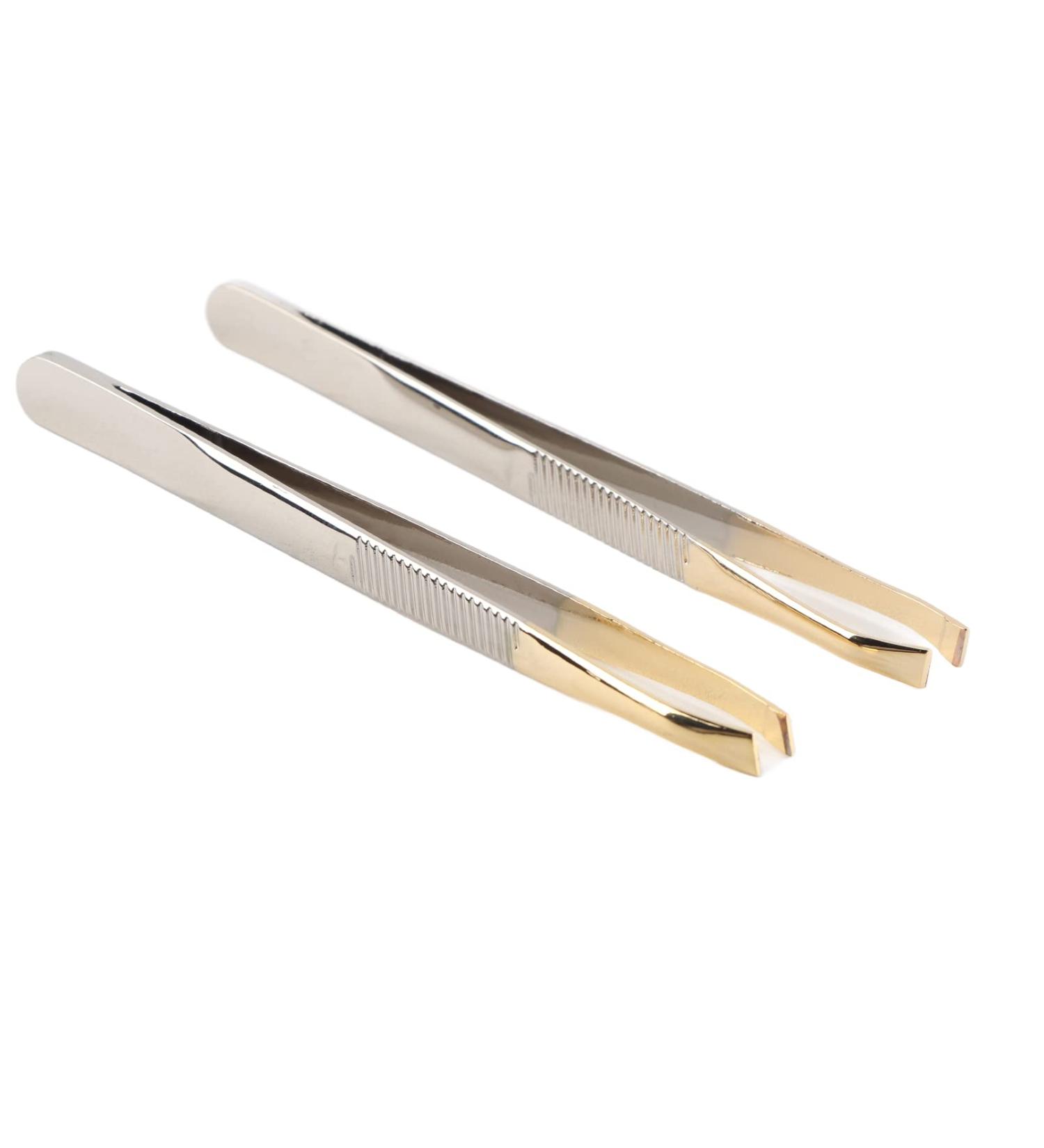 Precision Pink Eyebrow Tweezers for Women - 2 Piece Set | Daily Beauty Tools for Ingrown Hair & Eyebrow Shaping - International Shipping - Buy Online on GoSupps.com