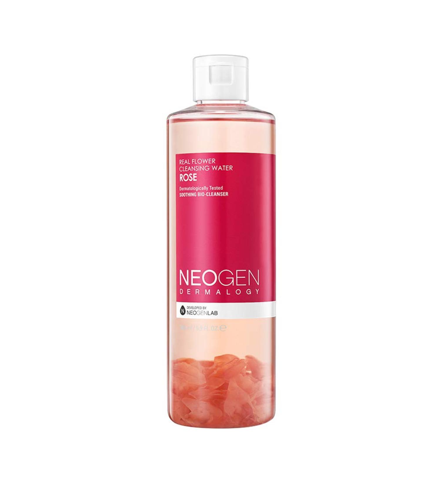 DERMALOGY by NEOGENLAB Real Flower Cleansing Water Rose 9.9 Fl Oz (300ml) - Hydrating Makeup Remover with Real Rose Petals & Hibiscus & Aloe Vera - Korean Skin Care  - Buy Online on GoSupps.com