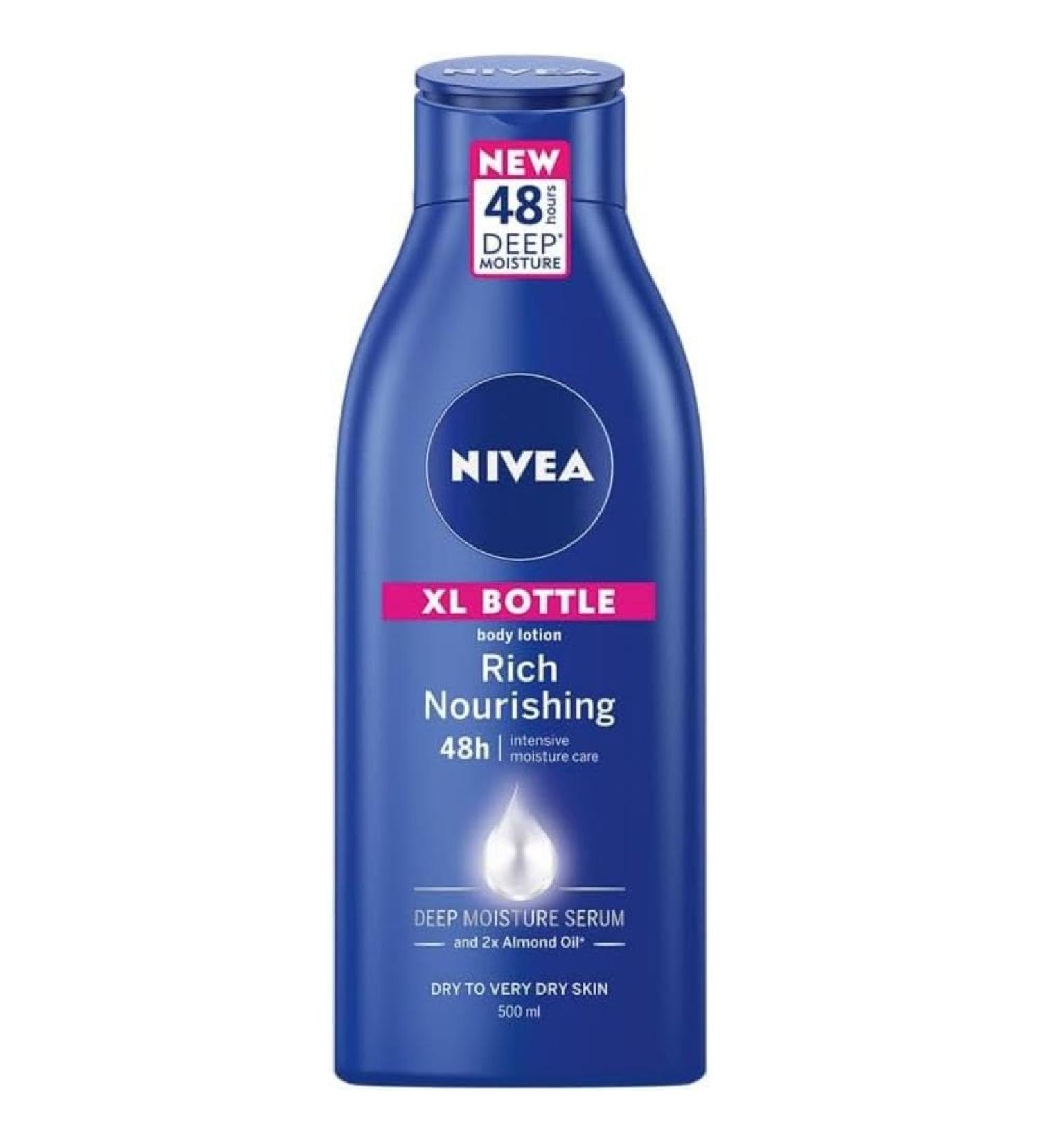 Nivea Rich Nourishing 48h Deep Moisture Body Lotion 500ml - Intense Hydration for All Skin Types | Fast International Shipping - Buy Online on GoSupps.com