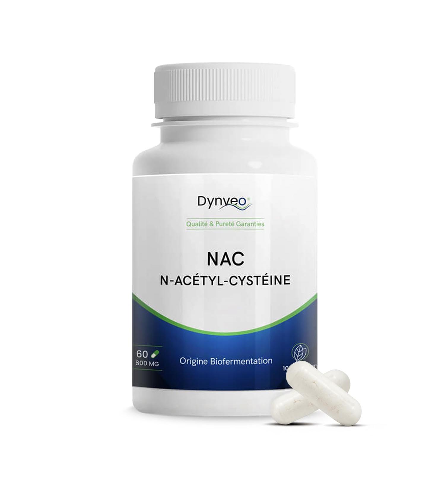 NAC N-Ac tylcyst ine pure - Pr curseur Glutathion - D toxification & Antioxydant - 600mg / 60 G lules - Bio-Fermentation Naturelle - Vegan Sans Additifs - Grade Pharmaceutique - 1 2 mois - Dynveo - Buy Online on GoSupps.com