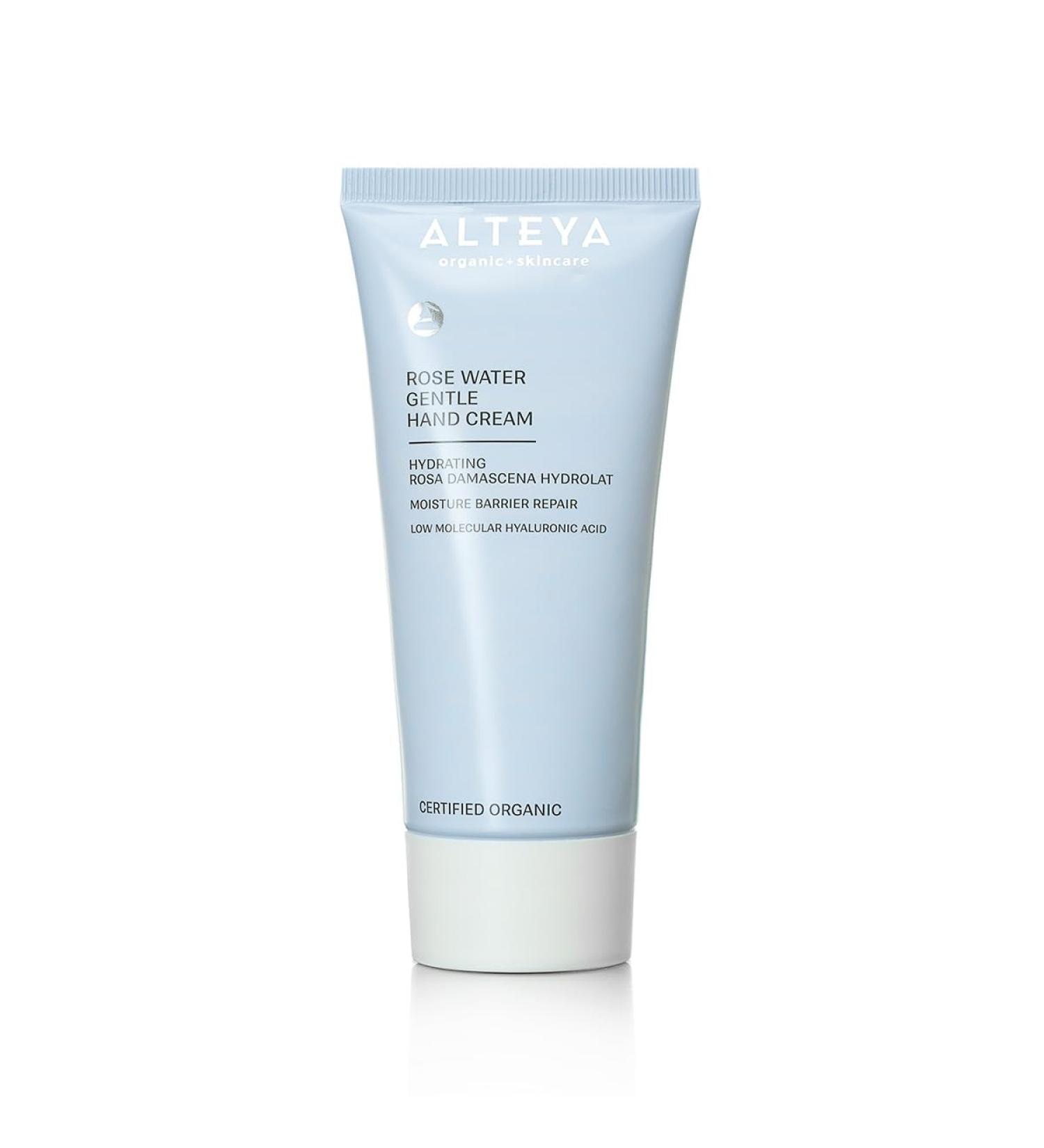 Alteya Organic Organic Rose Water Gentle Hand Cream - 90 ml - Certified Organic - Fast absorbing hand treatment with Rosa Damascena Hydrolat - Hydrating Moisturizing Repairing - Buy Online on GoSupps.com