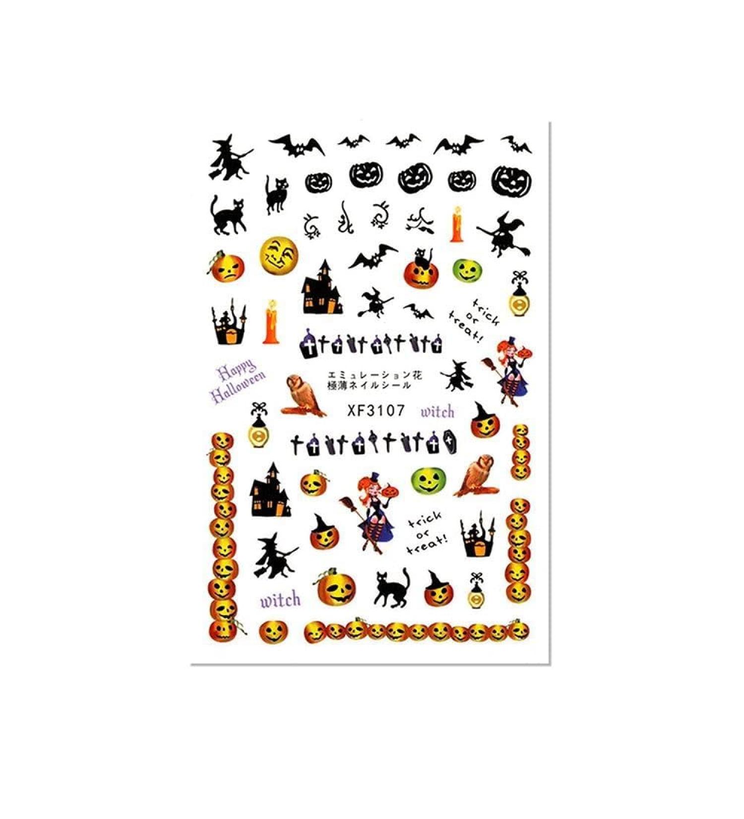 Decoration Waterproof Beauty Makeup Pumpkin Lantern Skeleton Spider Manicure Tool Fingernail Decor Halloween Nail Stickers(3107) - Buy Online on GoSupps.com