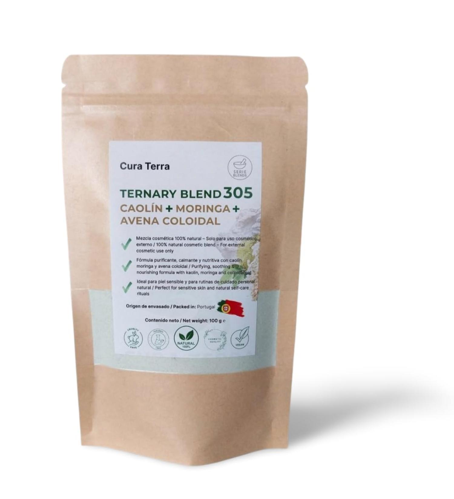 Kaolin White Clay + Moringa + Colloidal Oats - Purifying and Soothing Powder for Face Masks and Sensitive Skin - 100% Natural | Ternary Blend 305 - 100g - Buy Online on GoSupps.com