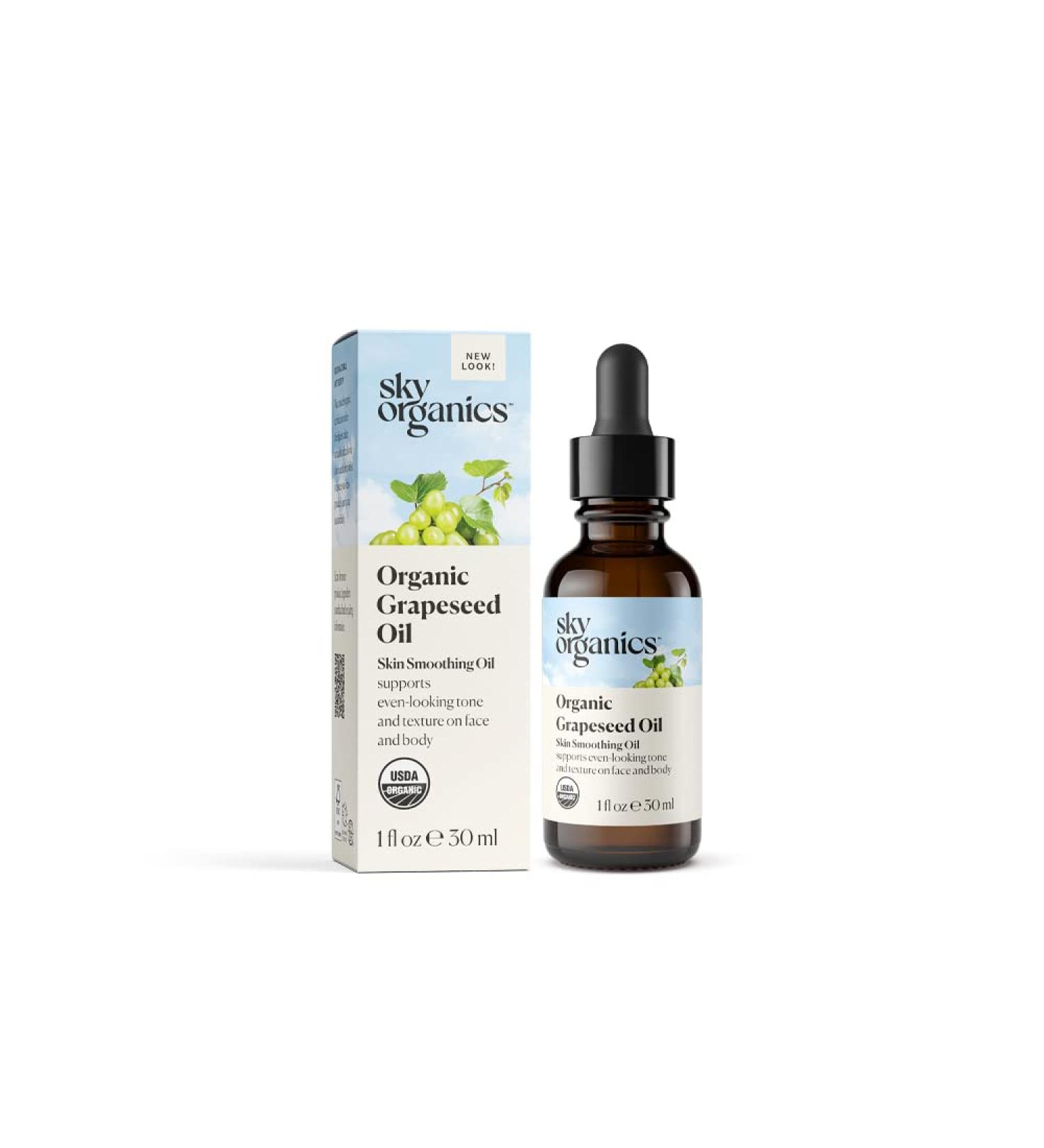 Sky Organics Organic Grapeseed Oil for Face - 100% Pure & Cold-Pressed USDA Certified Organic - 1 Fl Oz (Pack of 1) - Buy Online on GoSupps.com