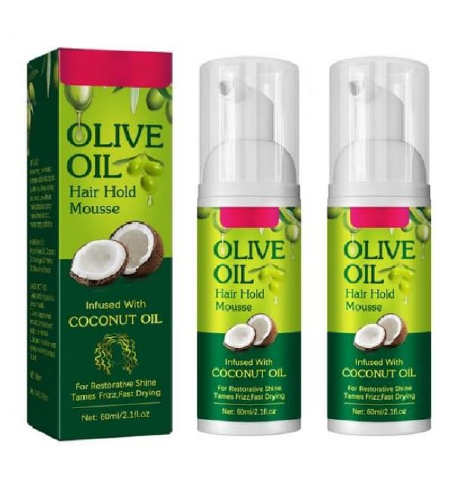 2X Mousse Capillaire Hydratante Naturelle L'huile D'Olive Bio 120ml | Fixation Longue Dur e Anti Frisottis | Pour Boucles Tresses & Perruques | Soin Naturel Cheveux Boucl s Cr pus & Liss s - Buy Online on GoSupps.com