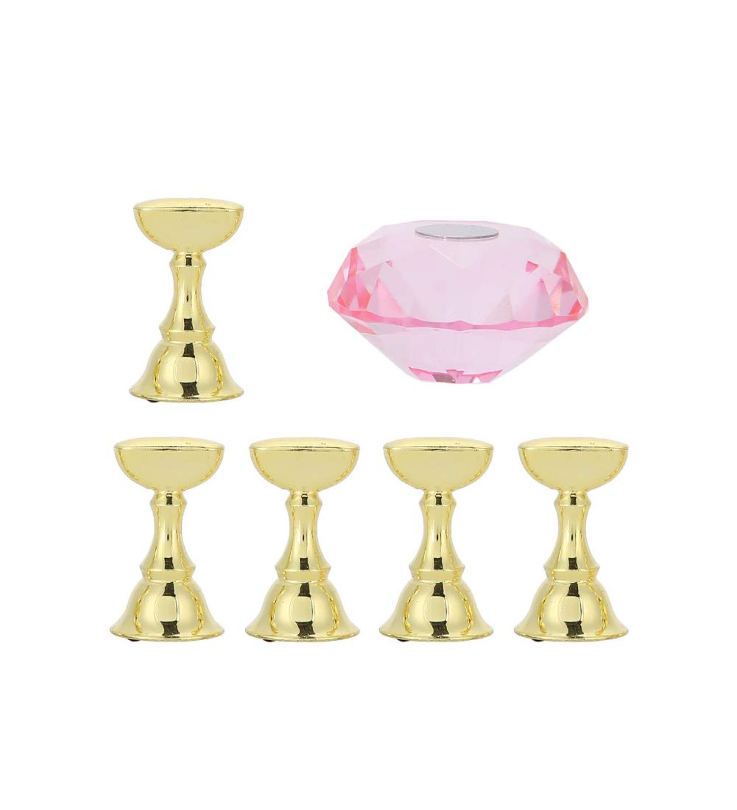Nail Tip Exercise Stand - Pink Crystal Base Nail Holder for False Tips | Nail Art Display & Manicure Stand - Buy Online on GoSupps.com