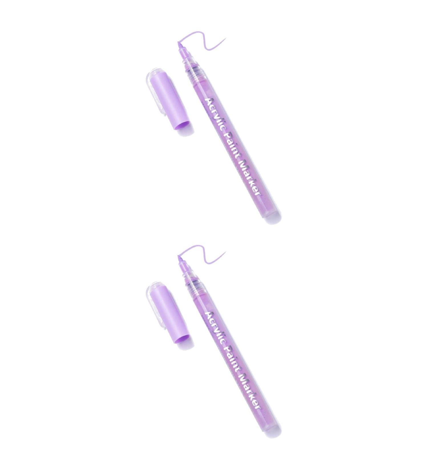 Unizhouxi Nail Painting Pen Labor-saving Grip Comfortable Nail Art Pen Drawing Painting Liner Brush for Female Purple 2Pcs