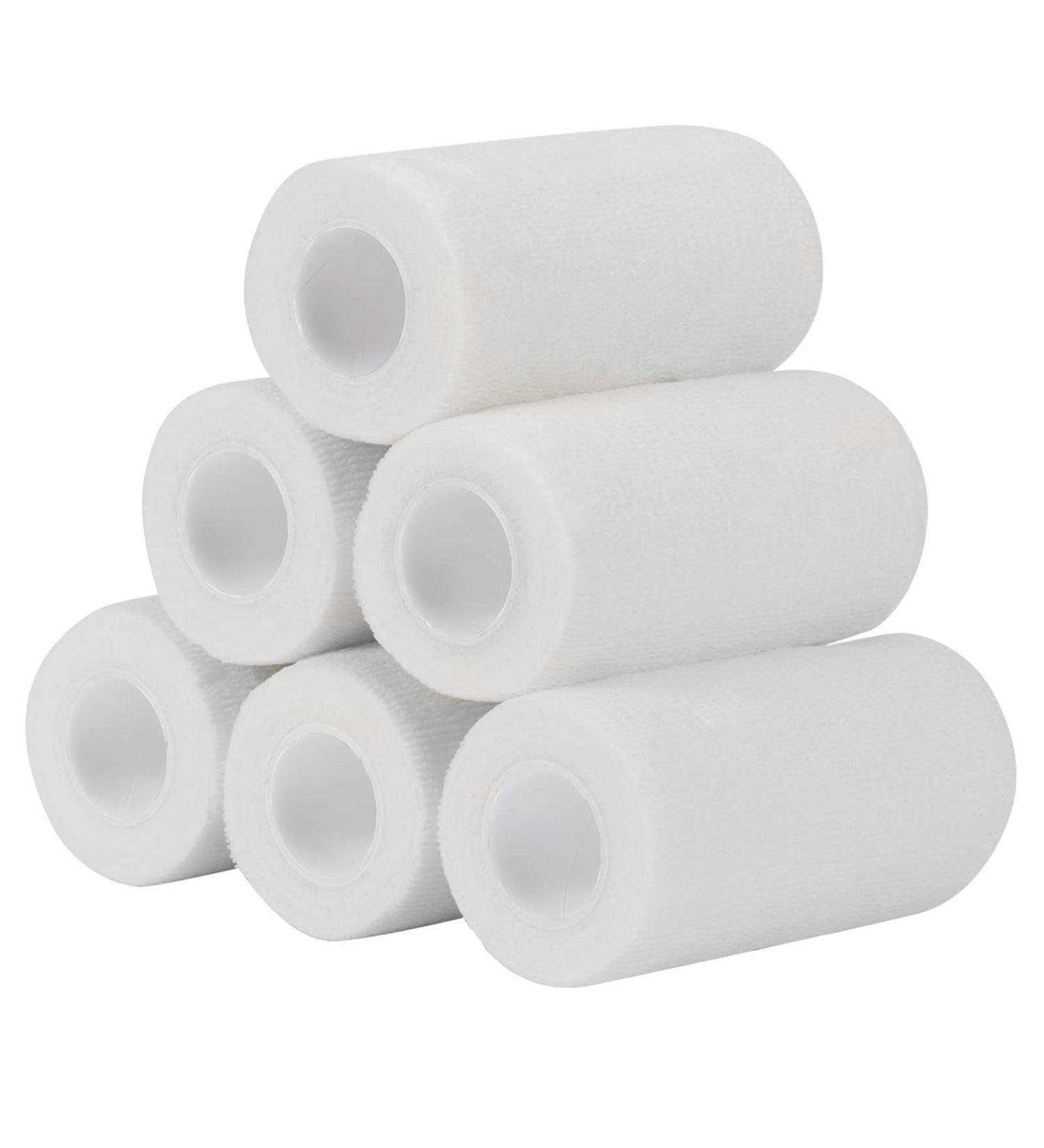 Self-Adhesive Legal Bandage 10cm x 4.5m - 6 Rolls for First Aid & Sports | Cohesive Elastic Wrap for Dogs Wrists & Feet (White) - Buy Online on GoSupps.com