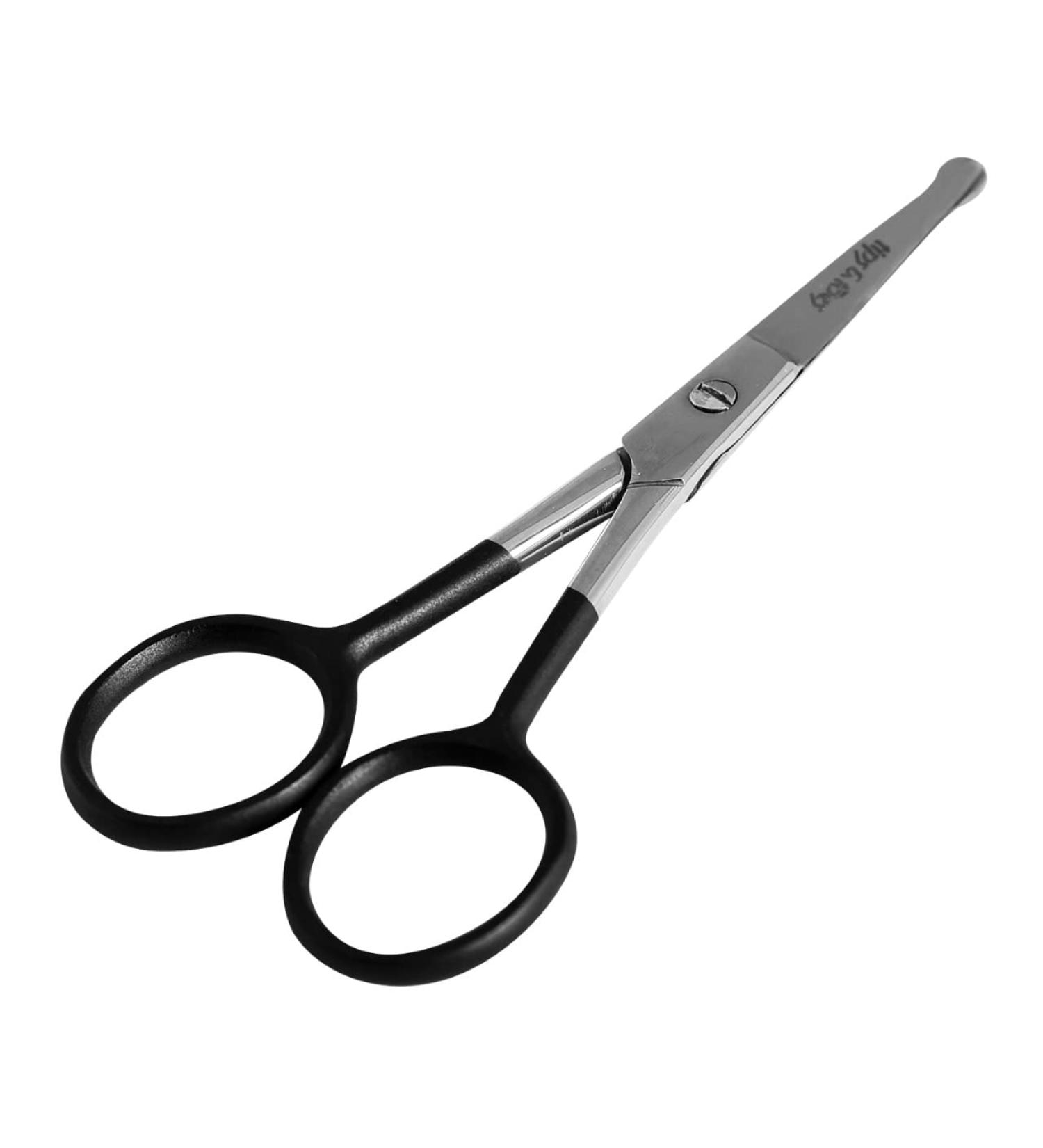 Nose Hair Scissors with Rounded Tip - Perfect for Trimming Facial, Ear, and Eyebrow Hair | Black - Buy Online on GoSupps.com