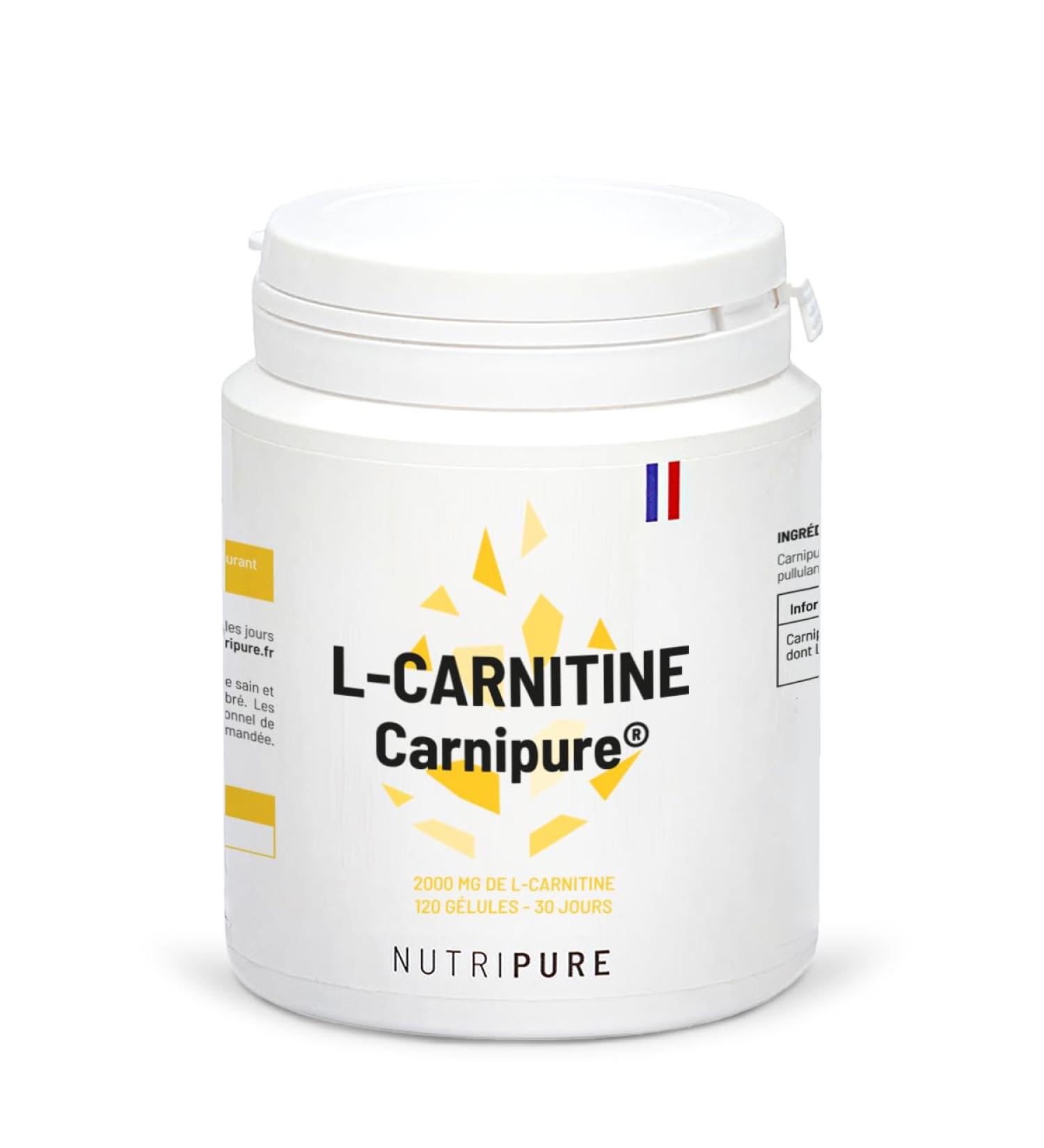 Nutripure | L-Carnitine CARNIPURE | Pre Workout Dietary Supplement | Optimizes Energy Metabolism and Recovery | Based on Pure L-Carnitine | 120 Capsules | 1 Month | Made in France - Buy Online on GoSupps.com