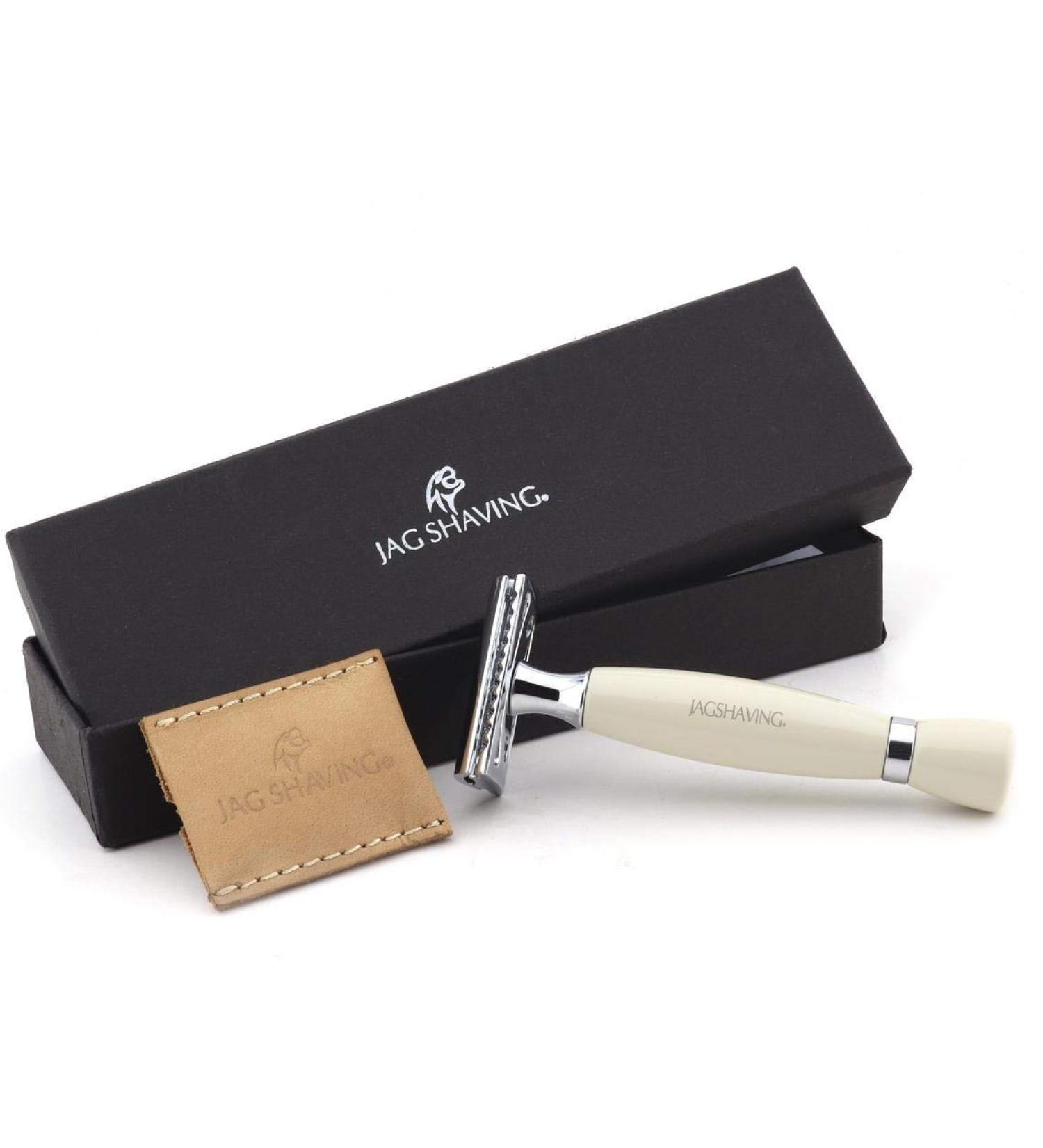 JAG SHAVING Ladies DE Safety Razor Set - Ivory Wet Shaving Razor for Men & Women - Buy Online on GoSupps.com